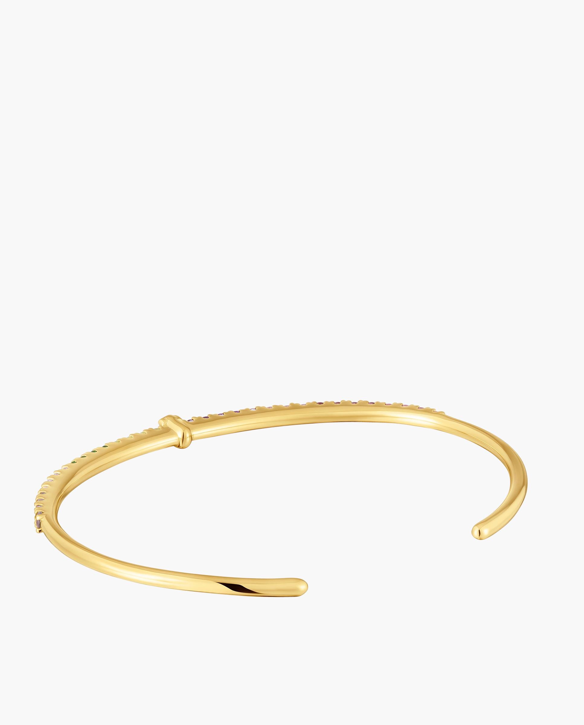 Pulsera rígida straight esclava bañada en oro 18 kt sobre plata con gemas - Tous - Multicolor Multicolor-2