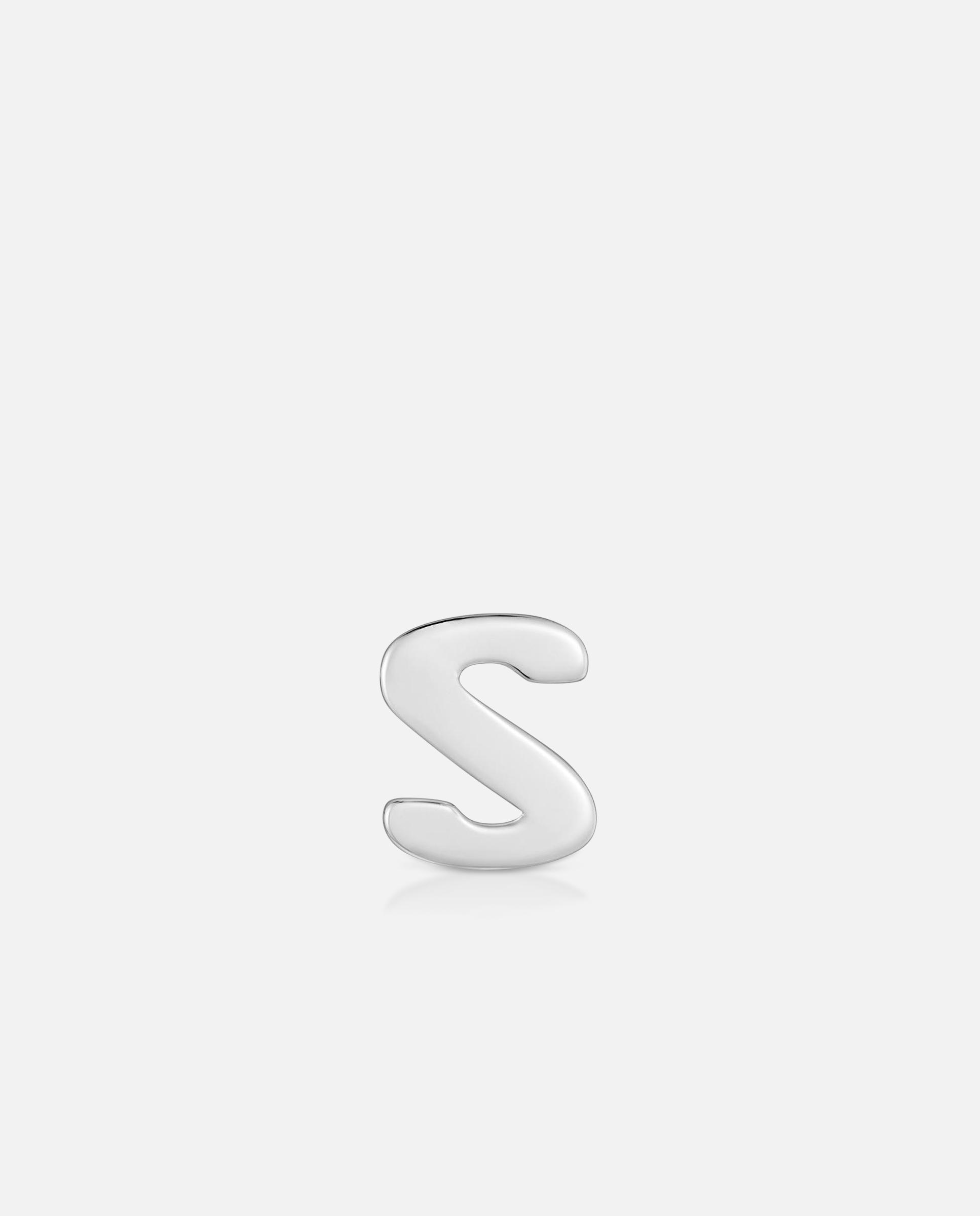 Imagen 0 de Charm de letra s mesh tube de plata 7 mm Plateado
