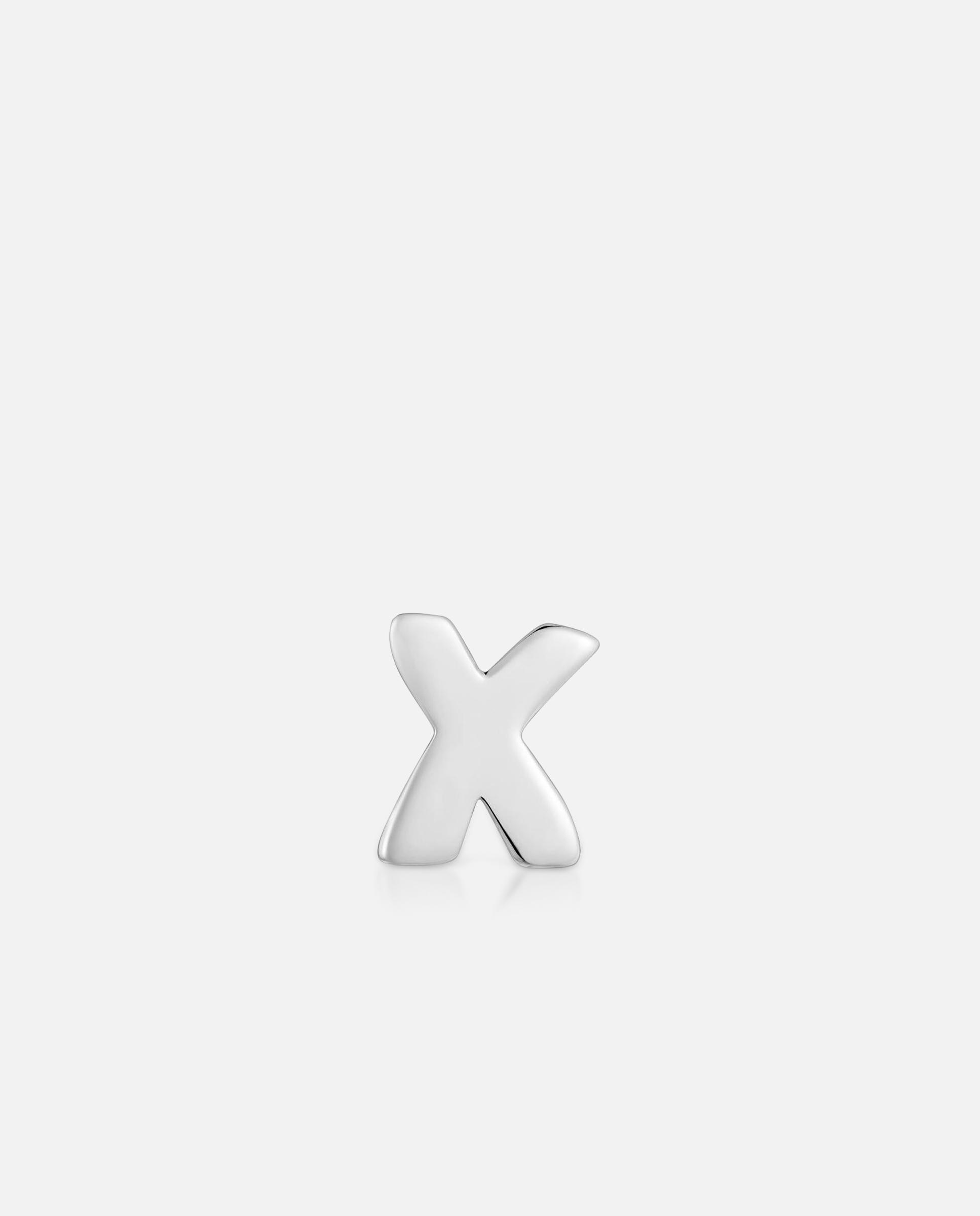 Imagen 0 de Charm de letra x mesh tube de plata 7 mm Plateado