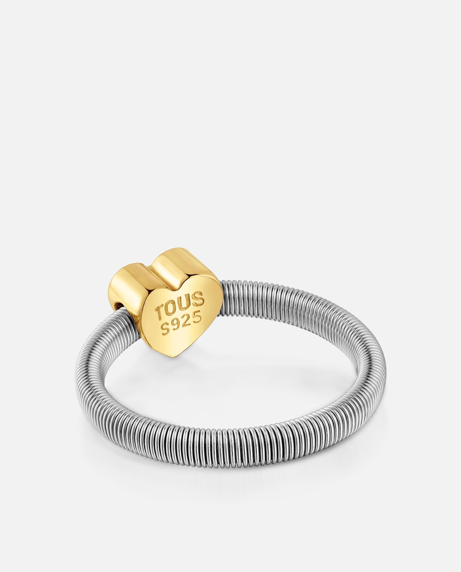 Anillo mesh tube corazón bañado en oro 18 kt sobre de plata y acero - Tous - Multicolor Multicolor-2