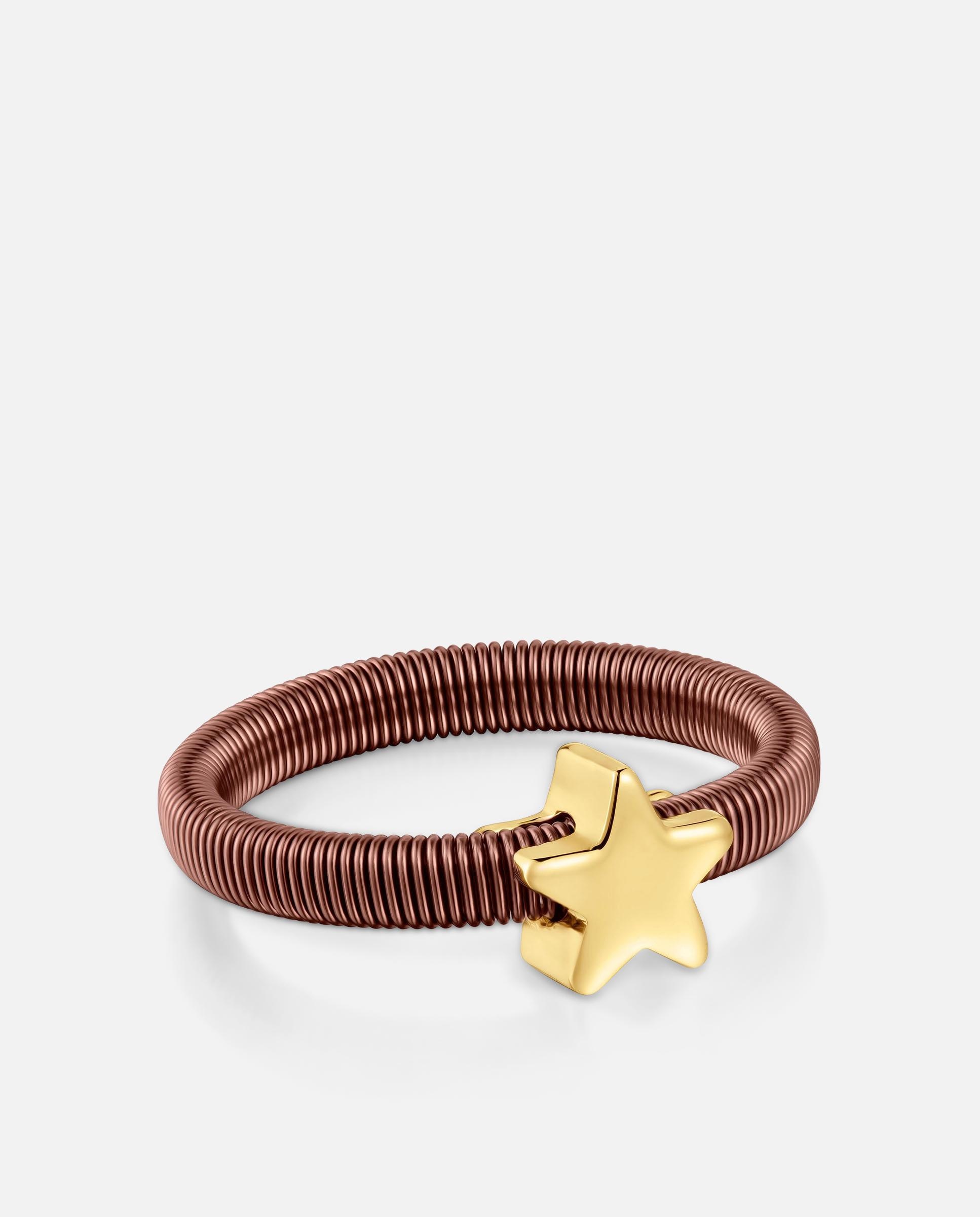 Anillo mesh tube estrella bañado en oro 18 kt sobre de plata y acero marrón - Tous - Bicolor Bicolor-2