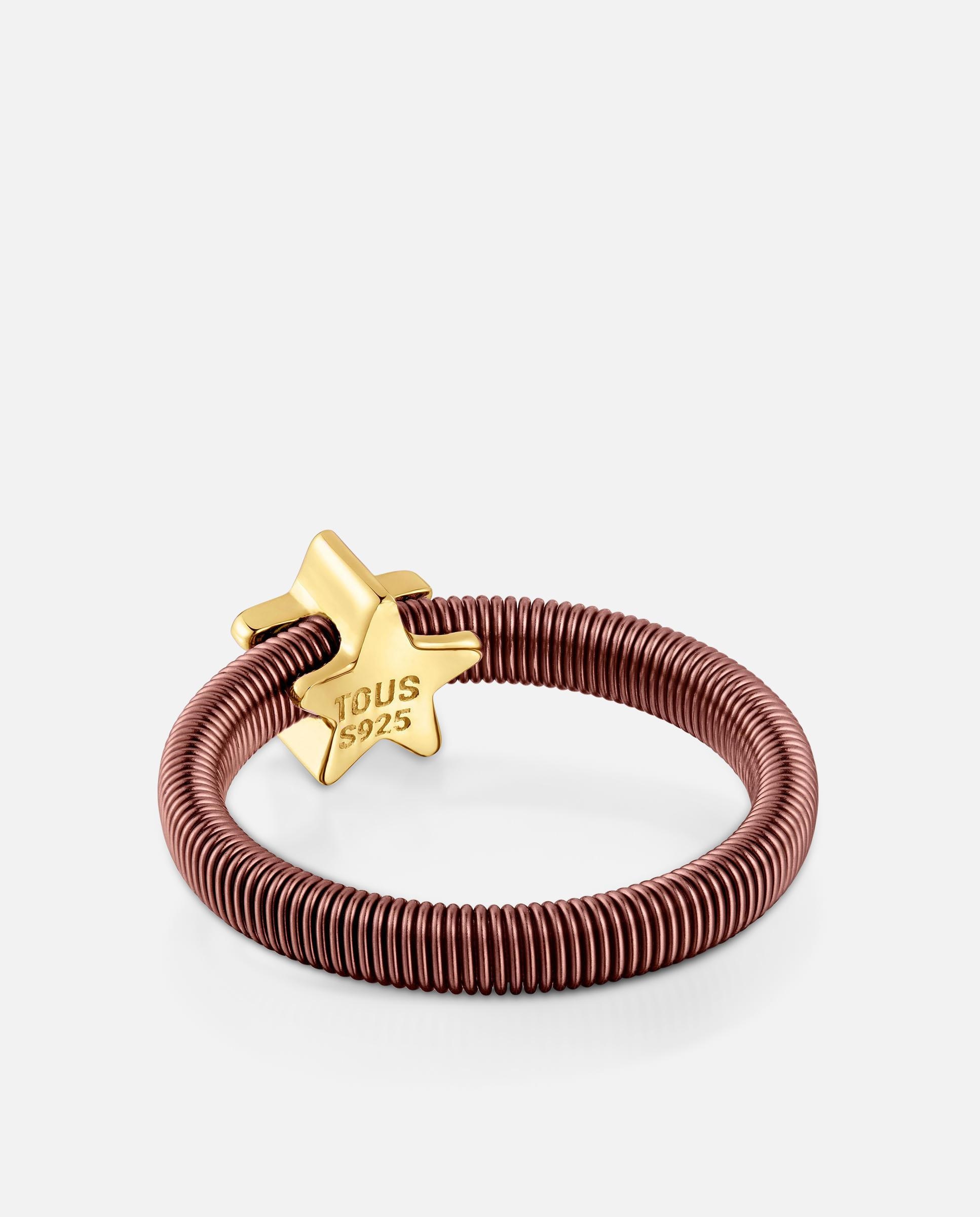 Anillo mesh tube estrella bañado en oro 18 kt sobre de plata y acero marrón - Tous - Bicolor Bicolor-3