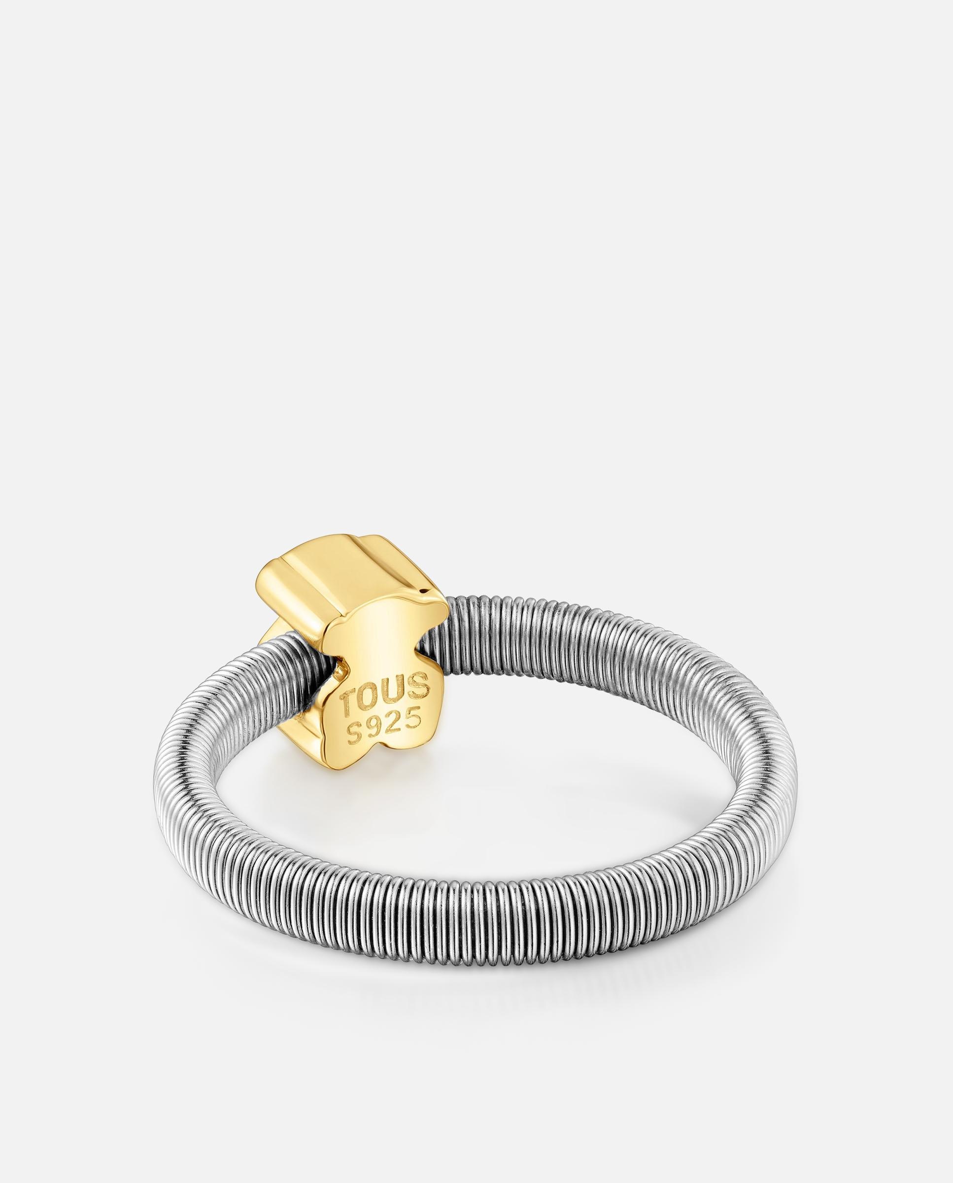Anillo bañado en oro 18 kt sobre plata y acero inoxidable mesh tube con oso - Tous - Multicolor Multicolor-3