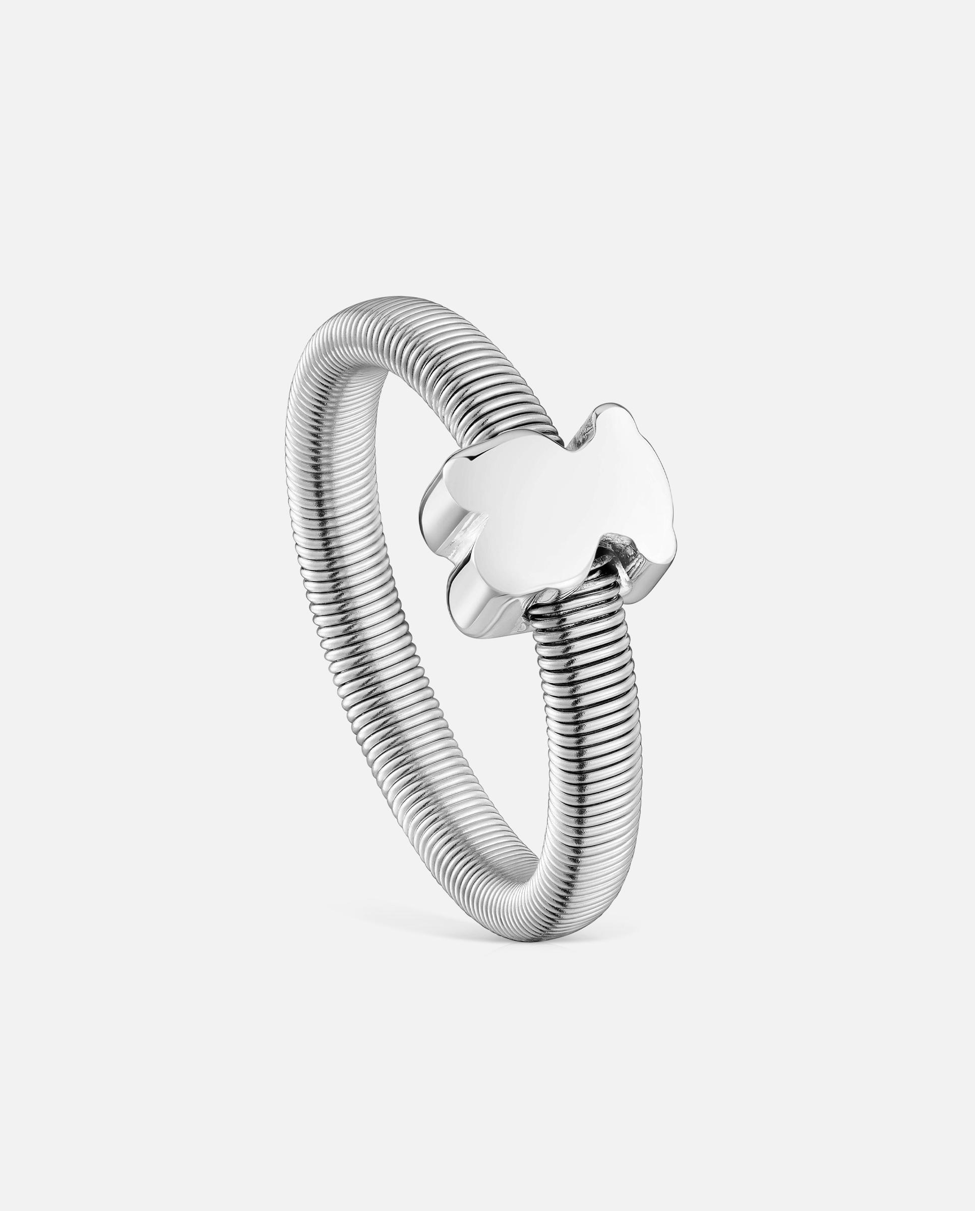 Imagen 0 de Anillo oso de plata y acero Plateado