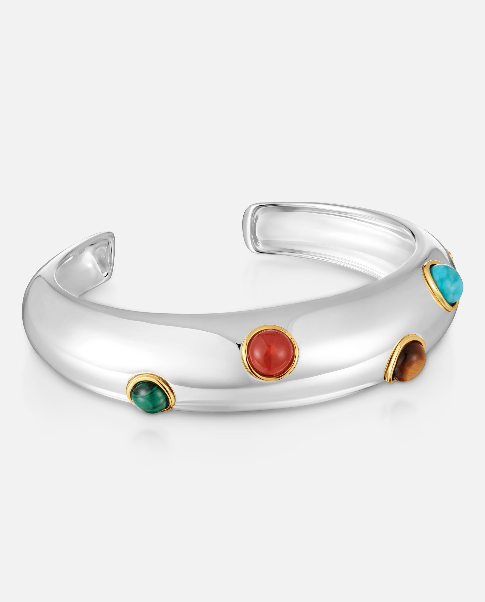 Imagen 0 de Pulsera de plata bañado en oro 18 kt sobre plata warm con gemas Multicolor