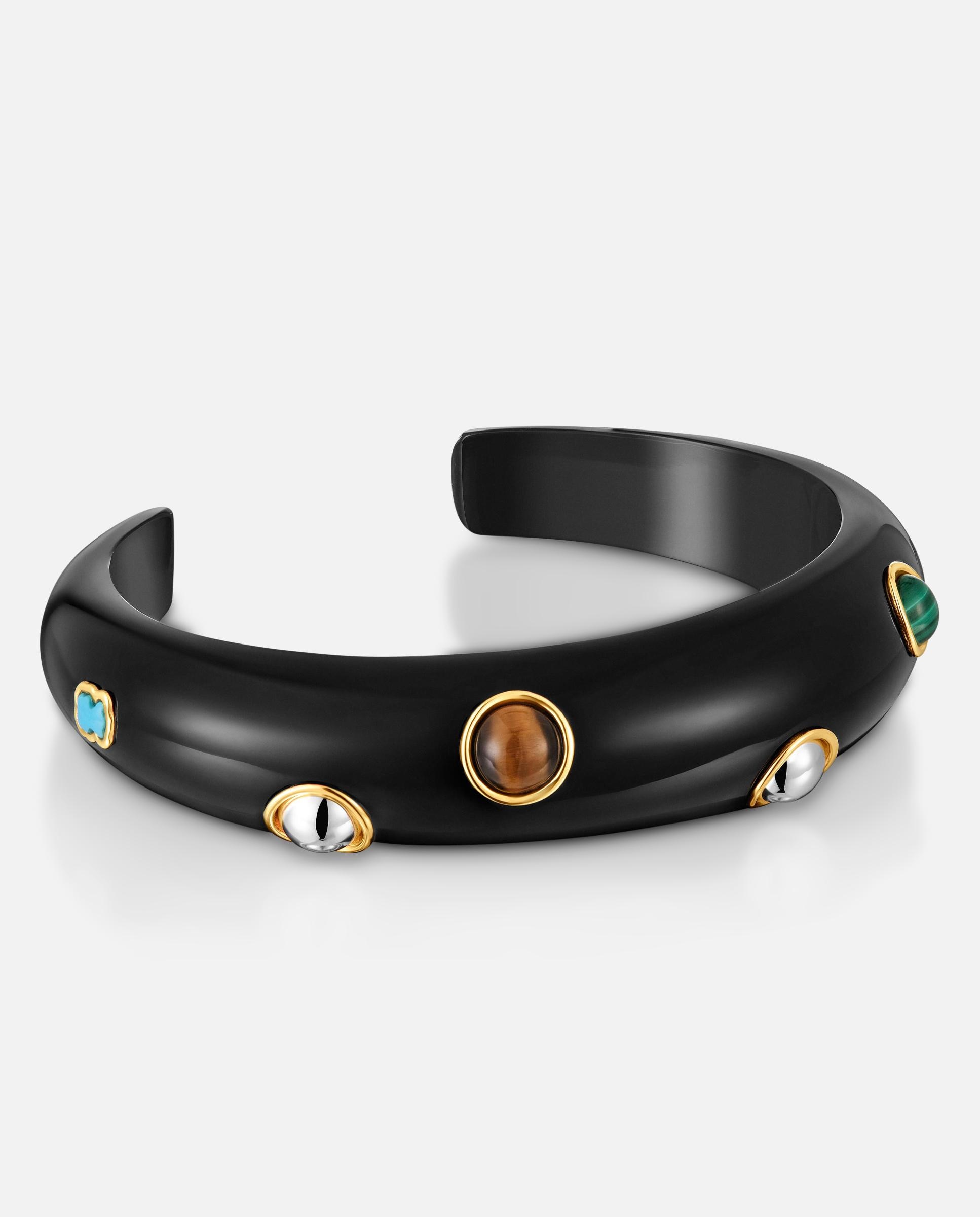 Pulsera de resina con plata warm con gemas