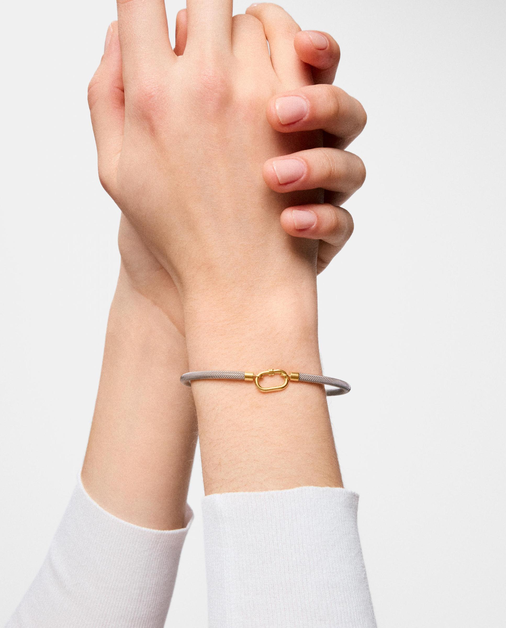 Pulsera rígida esclava unlock de acero y oro 14 kt - Tous - Dorado Dorado-5