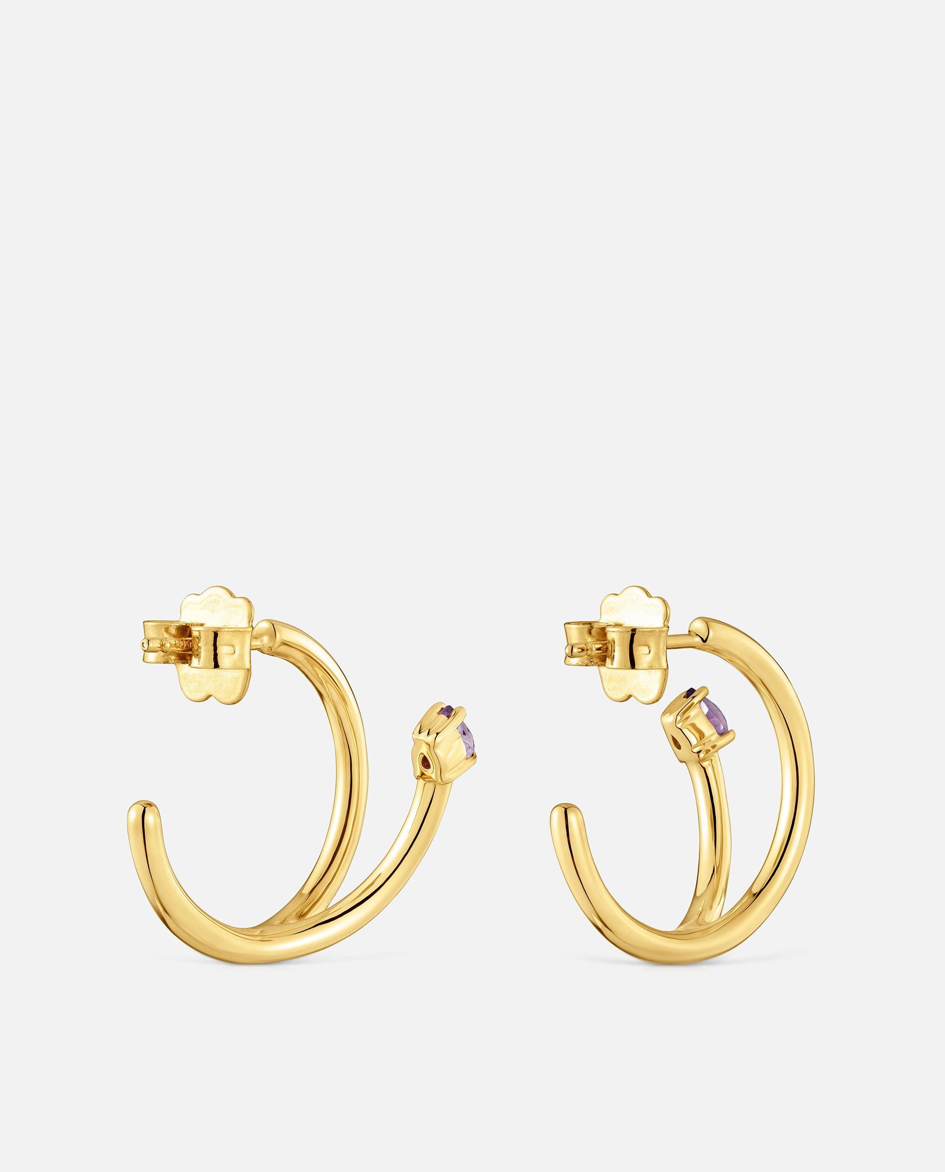 Pendientes de aro con baño de oro 18 kt sobre plata y gemas lio - Tous - Morado Morado-3