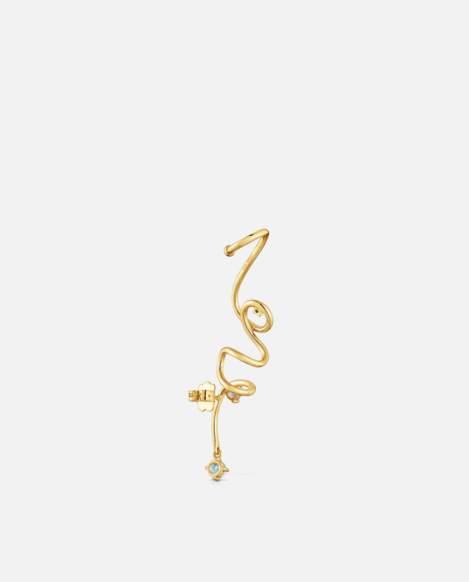 Pendiente individual espiral con baño de oro 18 kt sobre plata y gemas lio - Tous - Multicolor Multicolor-3