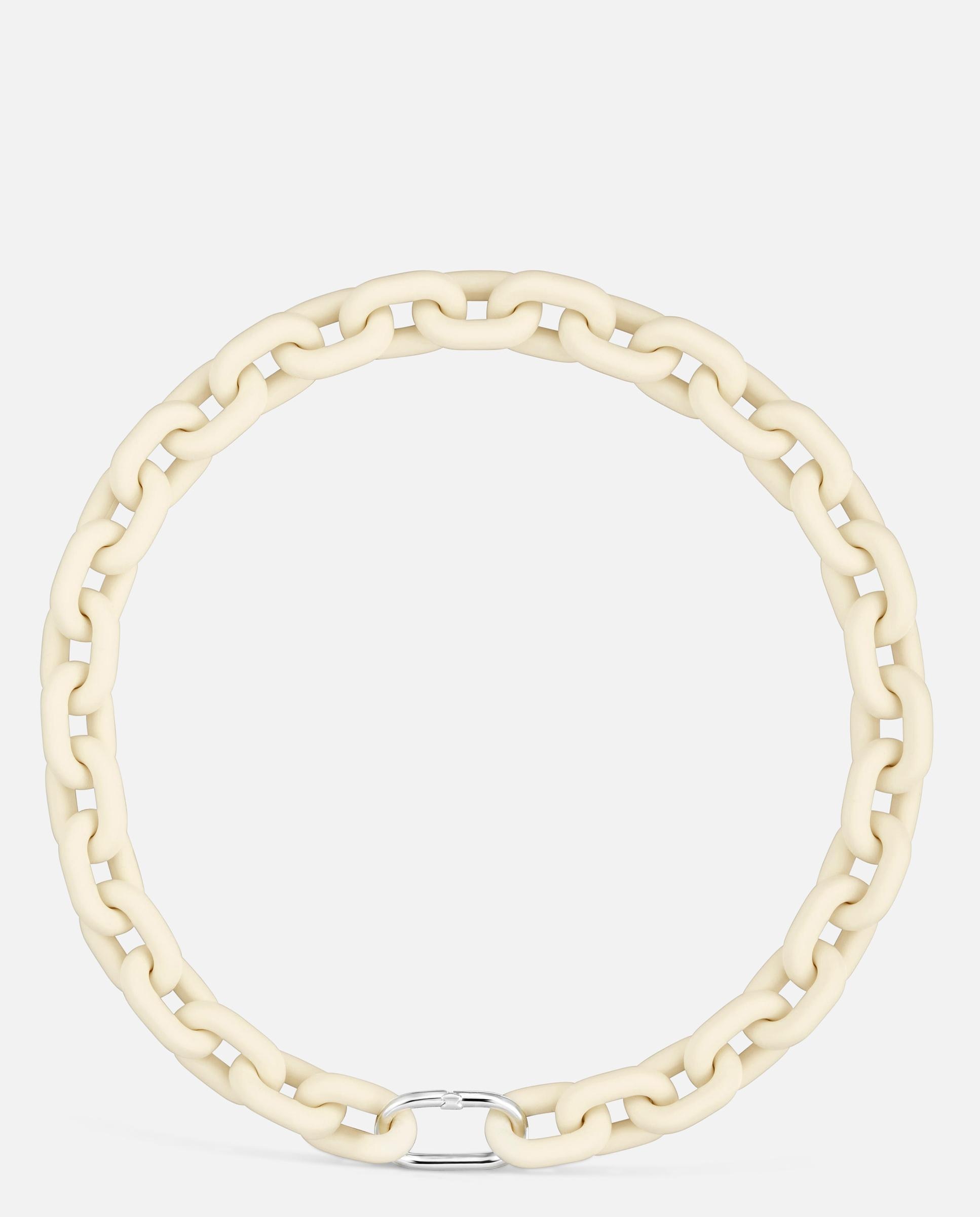 Collar de acetato hold oval con cadena en beige y anilla de plata - Tous - Beige Beige-1