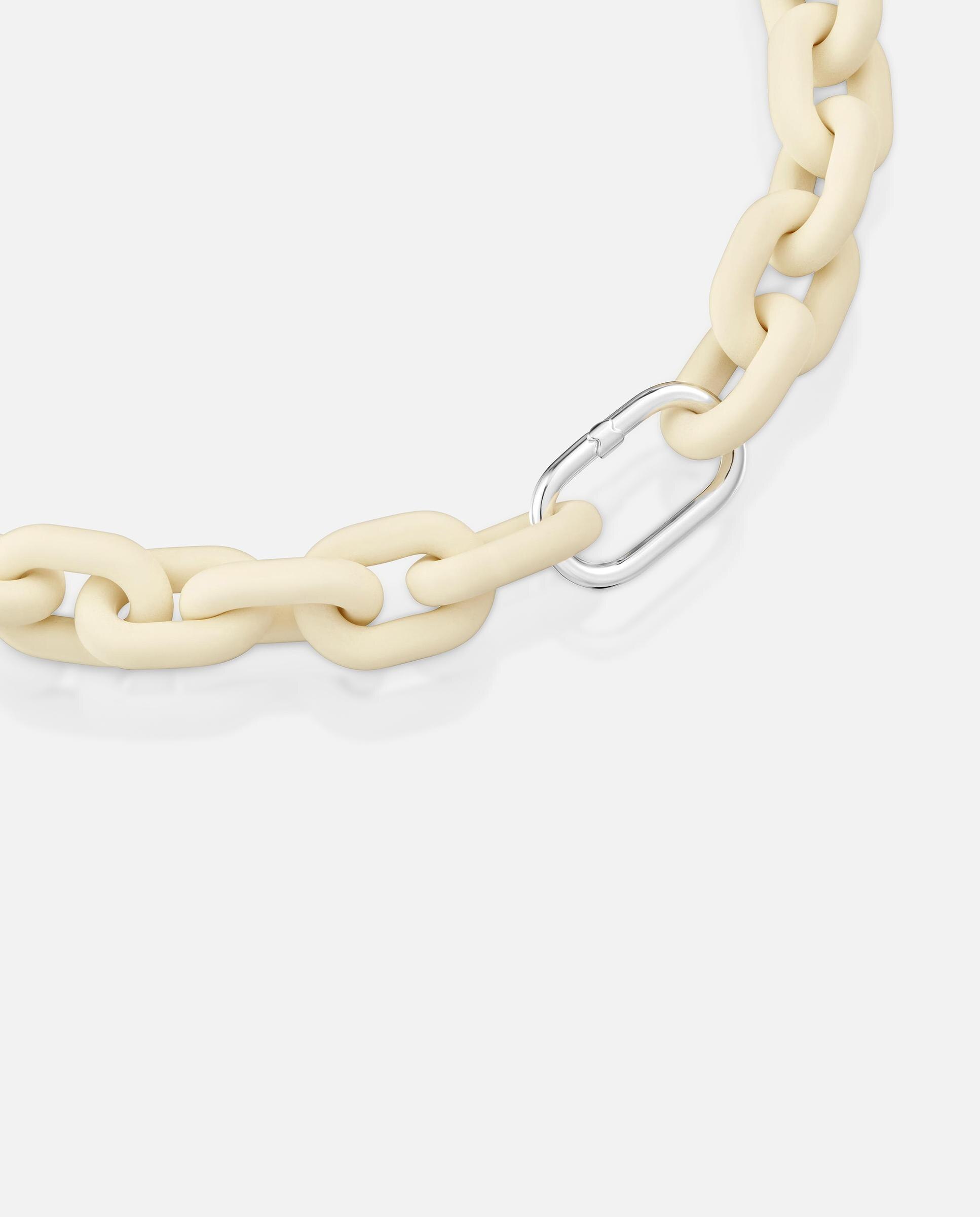 Collar de acetato hold oval con cadena en beige y anilla de plata - Tous - Beige Beige-2