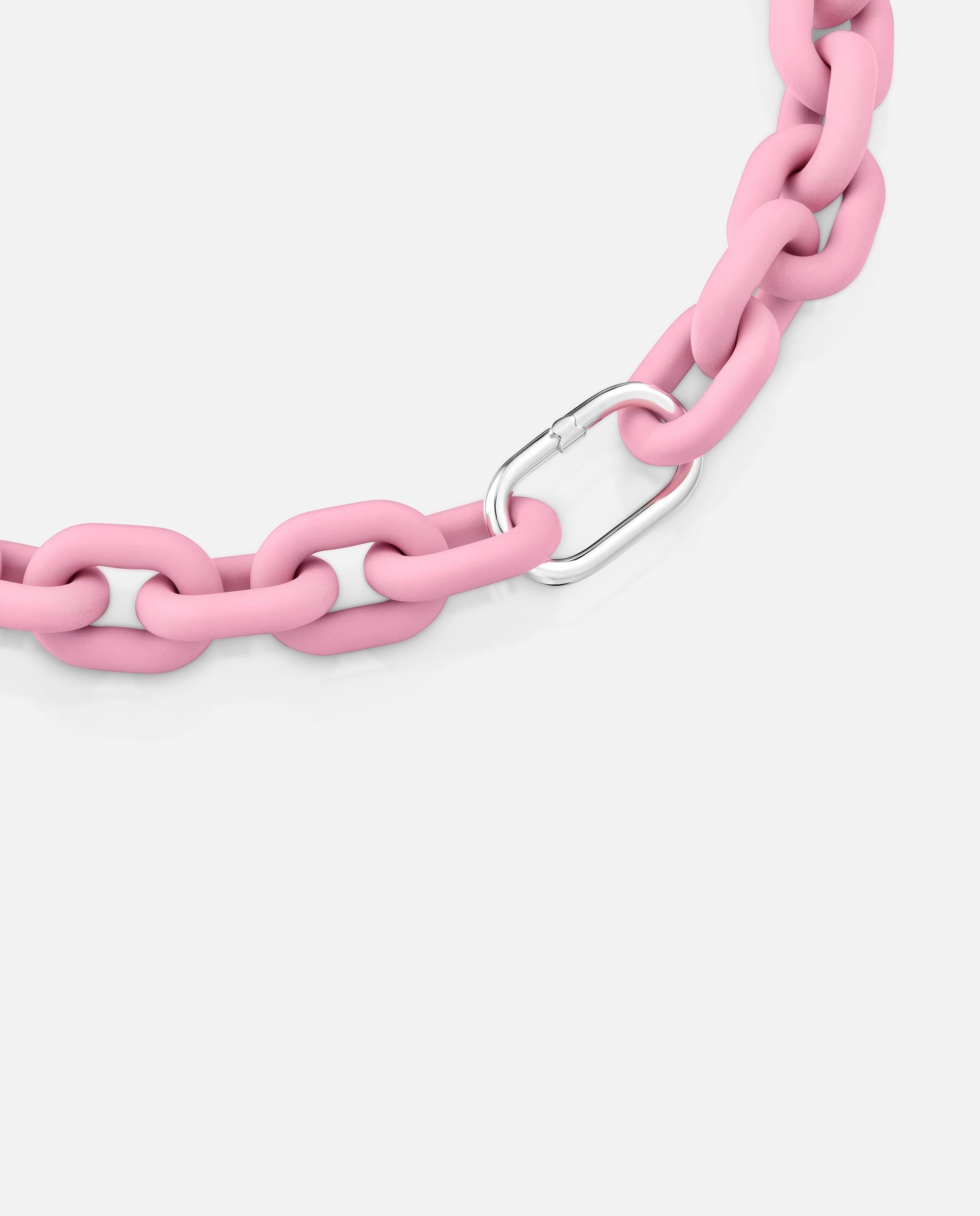 Collar de acetato hold oval con cadena en rosa y anilla de plata - Tous - Rosa Rosa-2