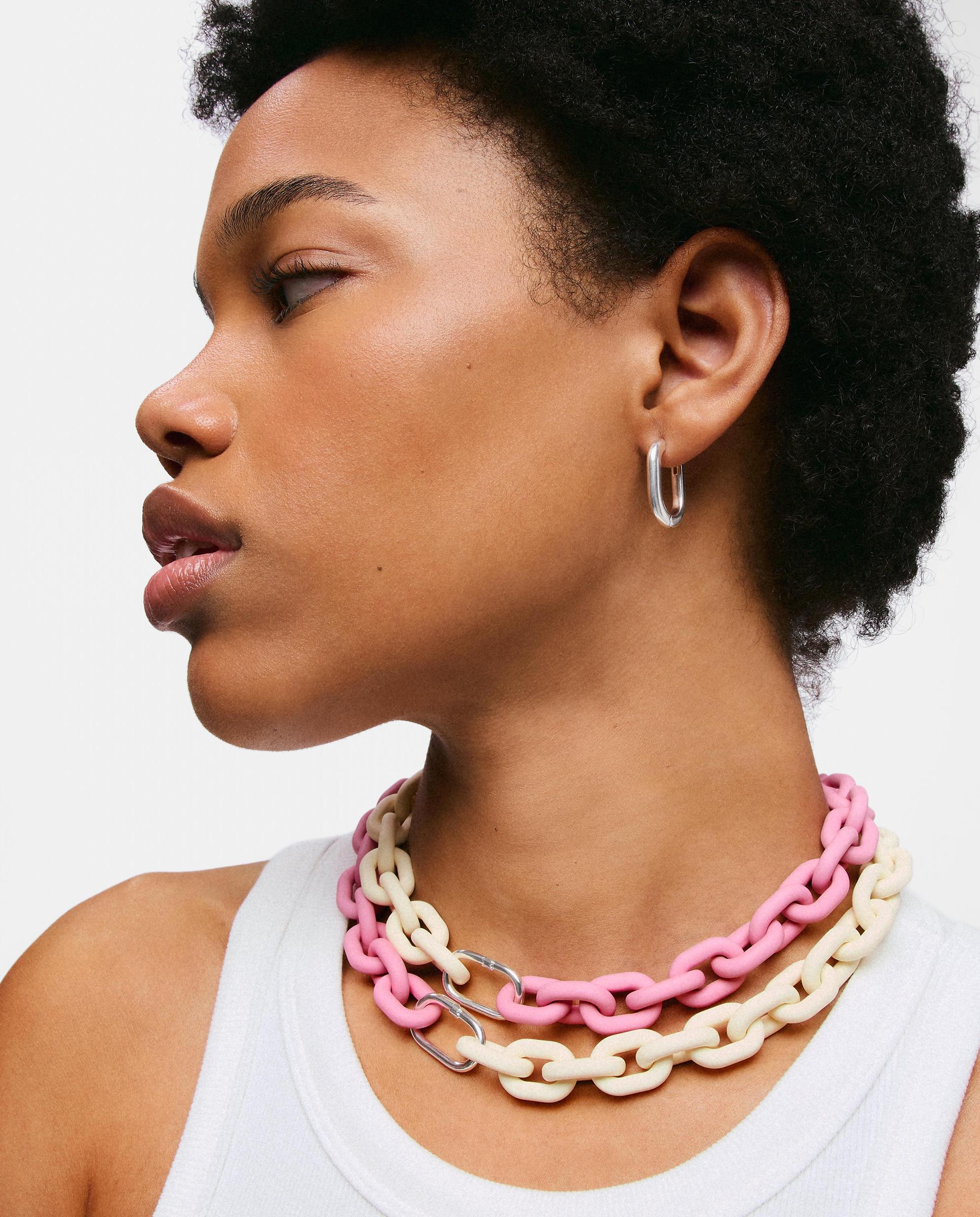 Collar de acetato hold oval con cadena en rosa y anilla de plata - Tous - Rosa Rosa-5