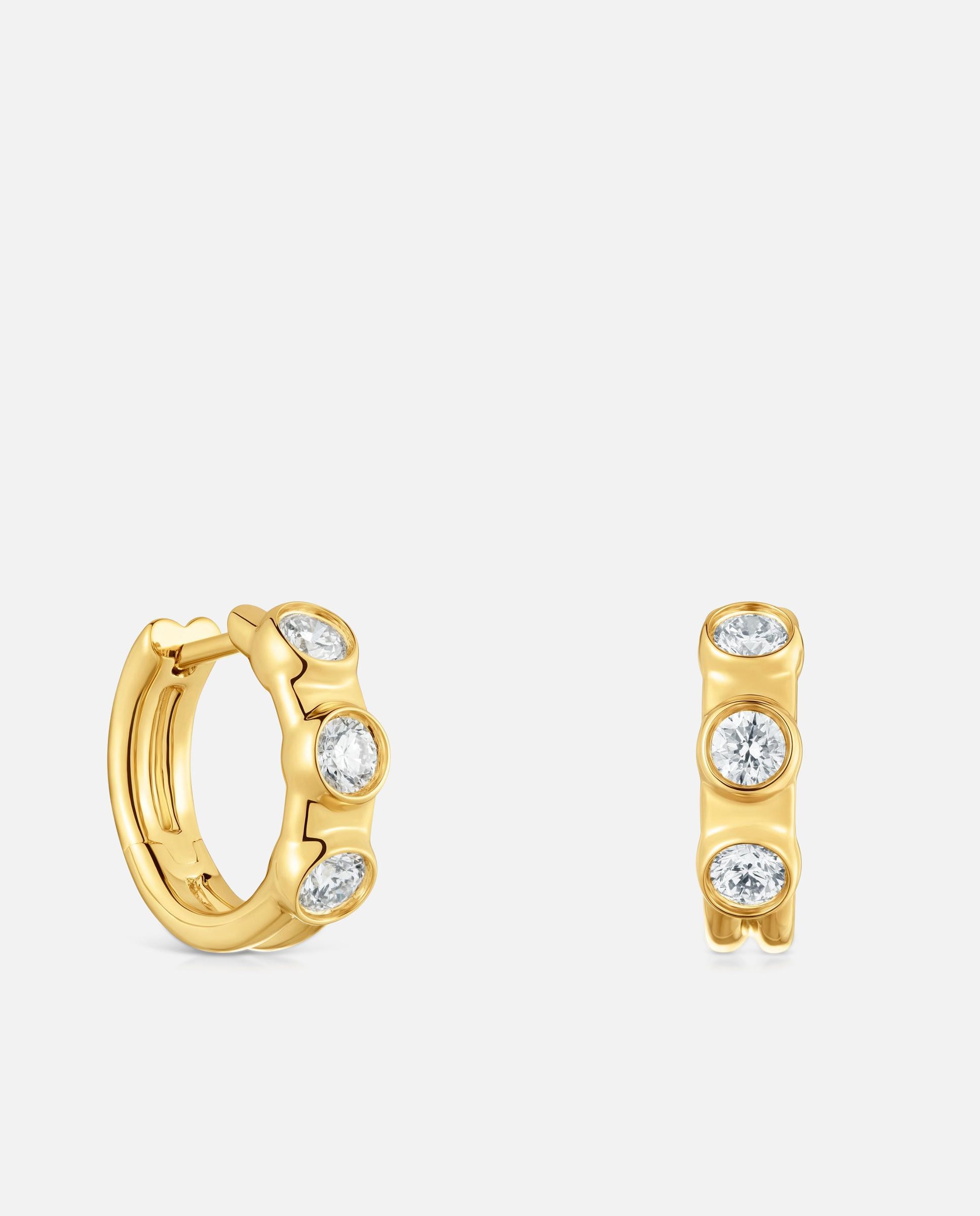Pendientes de aro con baño de oro 18 kt sobre plata y diamantes creados en laboratorio straight lgd - Tous - Blanco Blanco-1