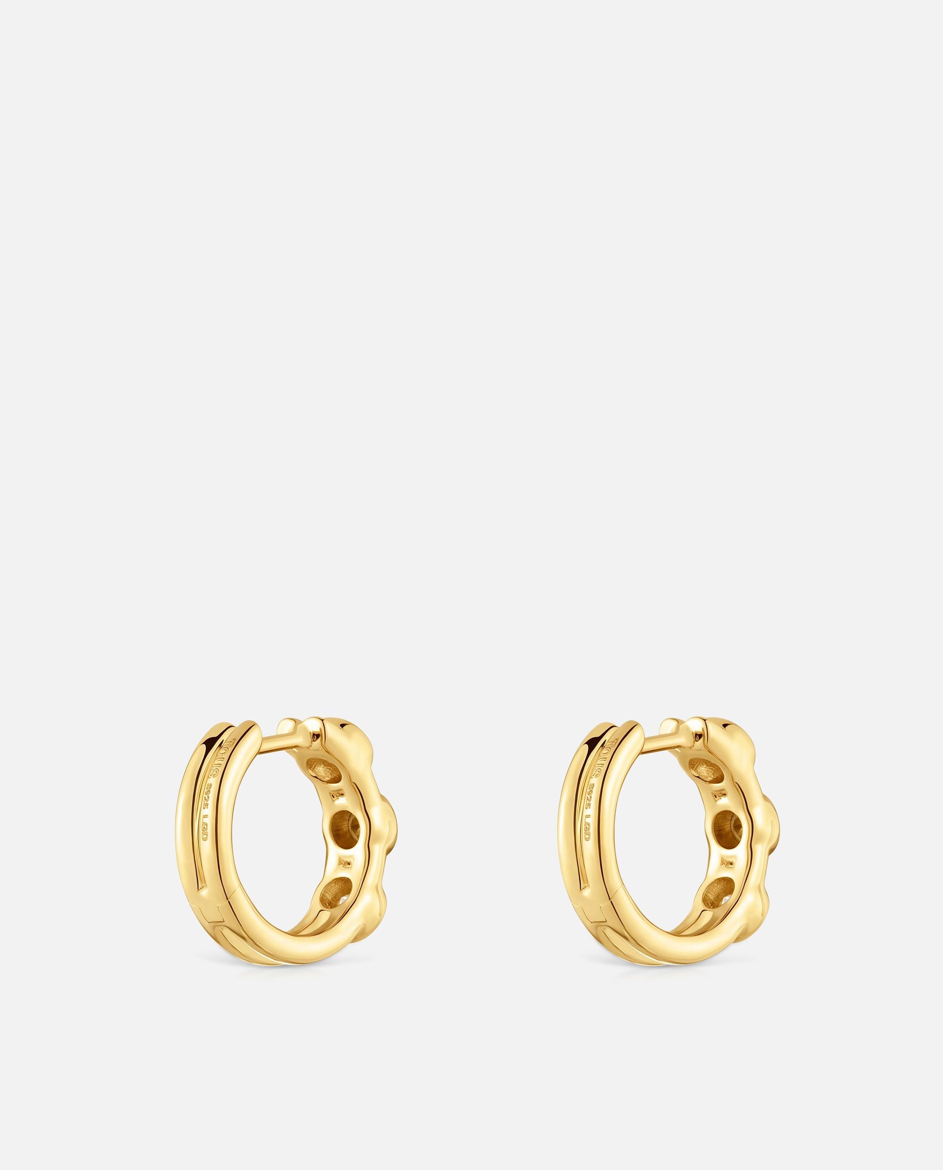 Pendientes de aro con baño de oro 18 kt sobre plata y diamantes creados en laboratorio straight lgd - Tous - Blanco Blanco-3