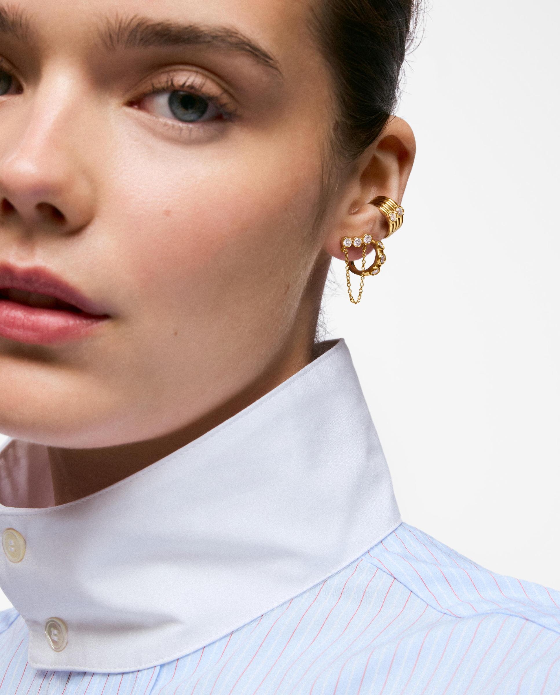 Pendientes de aro con baño de oro 18 kt sobre plata y diamantes creados en laboratorio straight lgd - Tous - Blanco Blanco-5