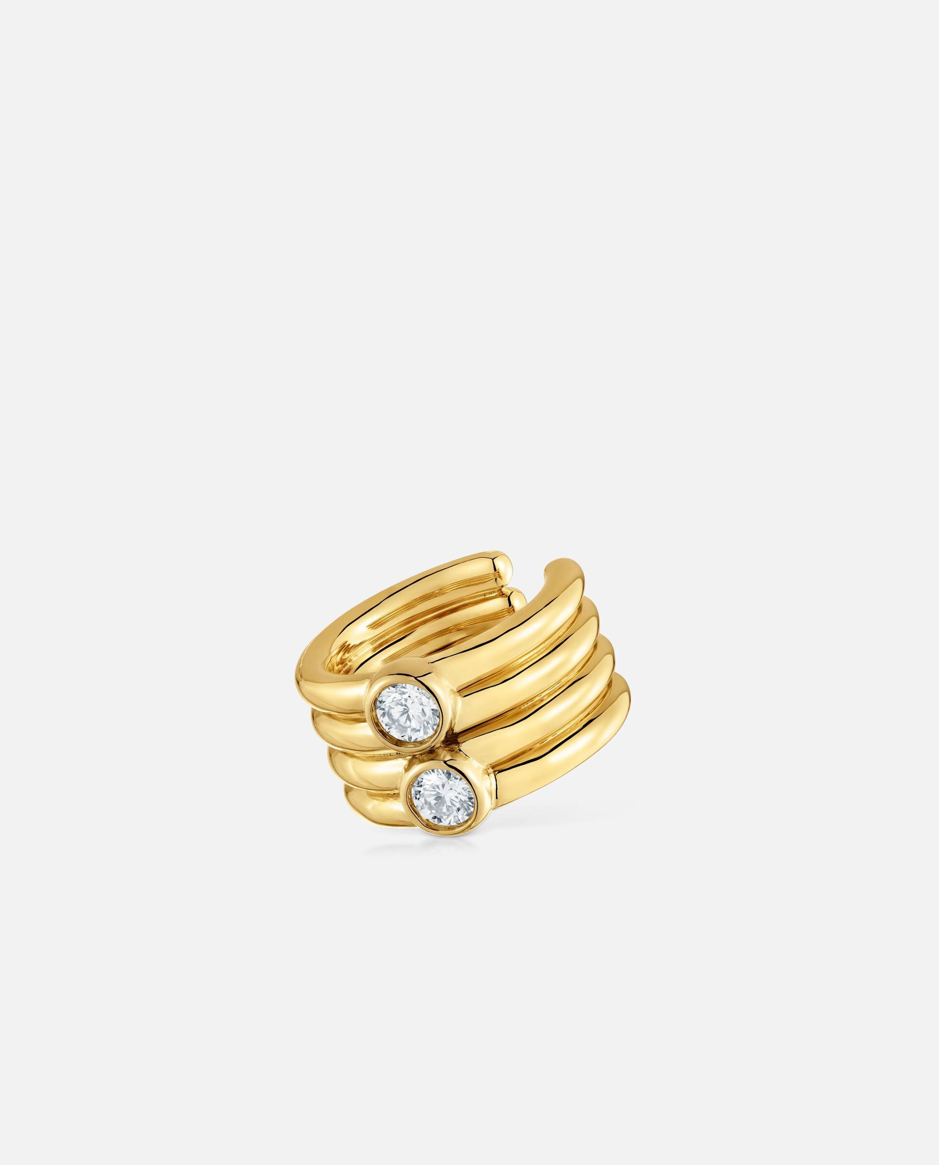 Pendiente individual con baño de oro 18 kt sobre plata y diamantes creados en laboratorio straight lgd - Tous - Blanco Blanco-1