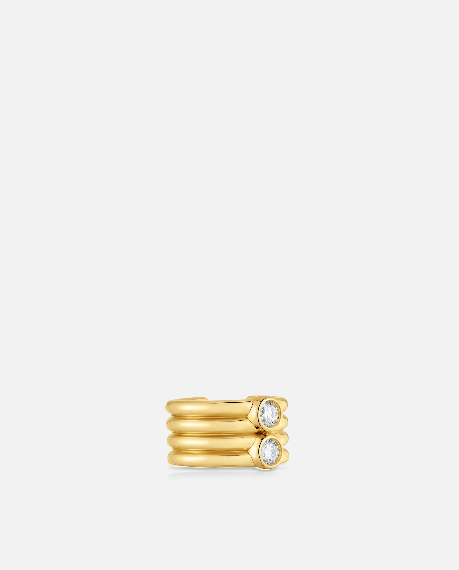 Pendiente individual con baño de oro 18 kt sobre plata y diamantes creados en laboratorio straight lgd - Tous - Blanco Blanco-2