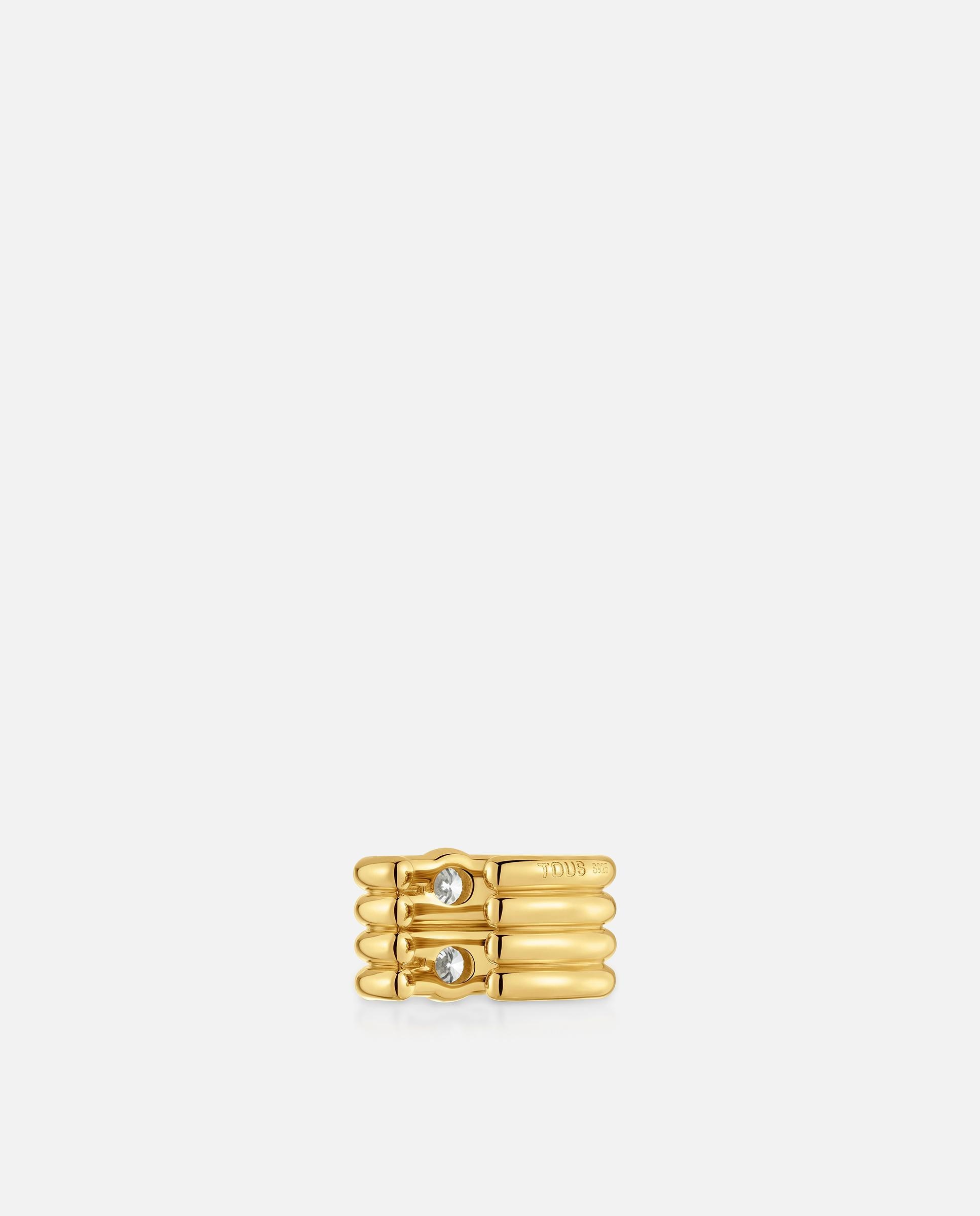 Pendiente individual con baño de oro 18 kt sobre plata y diamantes creados en laboratorio straight lgd - Tous - Blanco Blanco-3