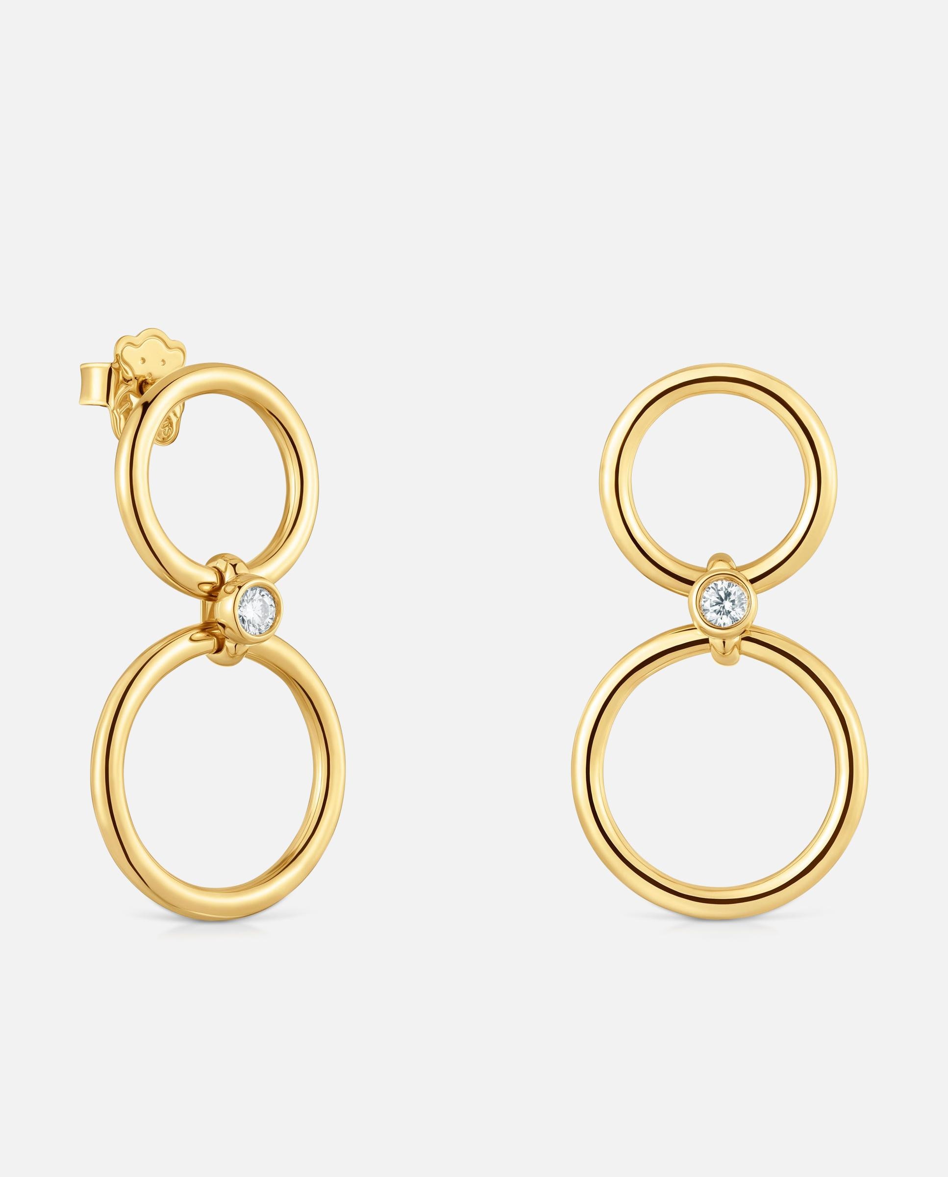 Pendientes con baño de oro 18 kt sobre plata y diamantes creados en laboratorio straight lgd - Tous - Blanco Blanco-1