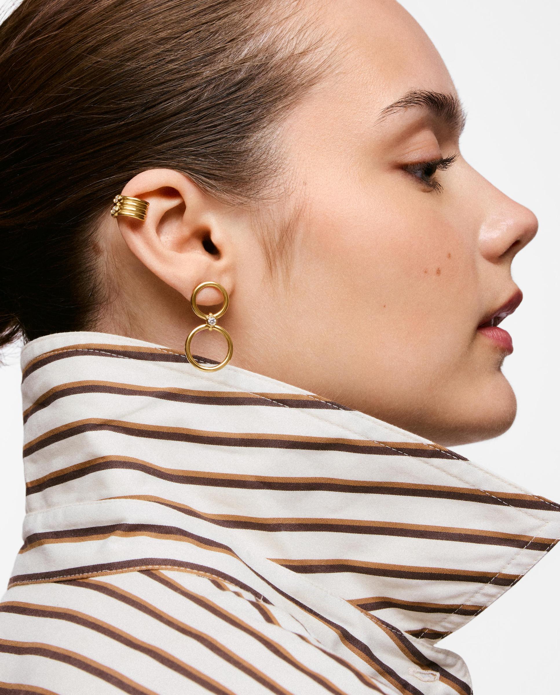 Pendientes con baño de oro 18 kt sobre plata y diamantes creados en laboratorio straight lgd - Tous - Blanco Blanco-5