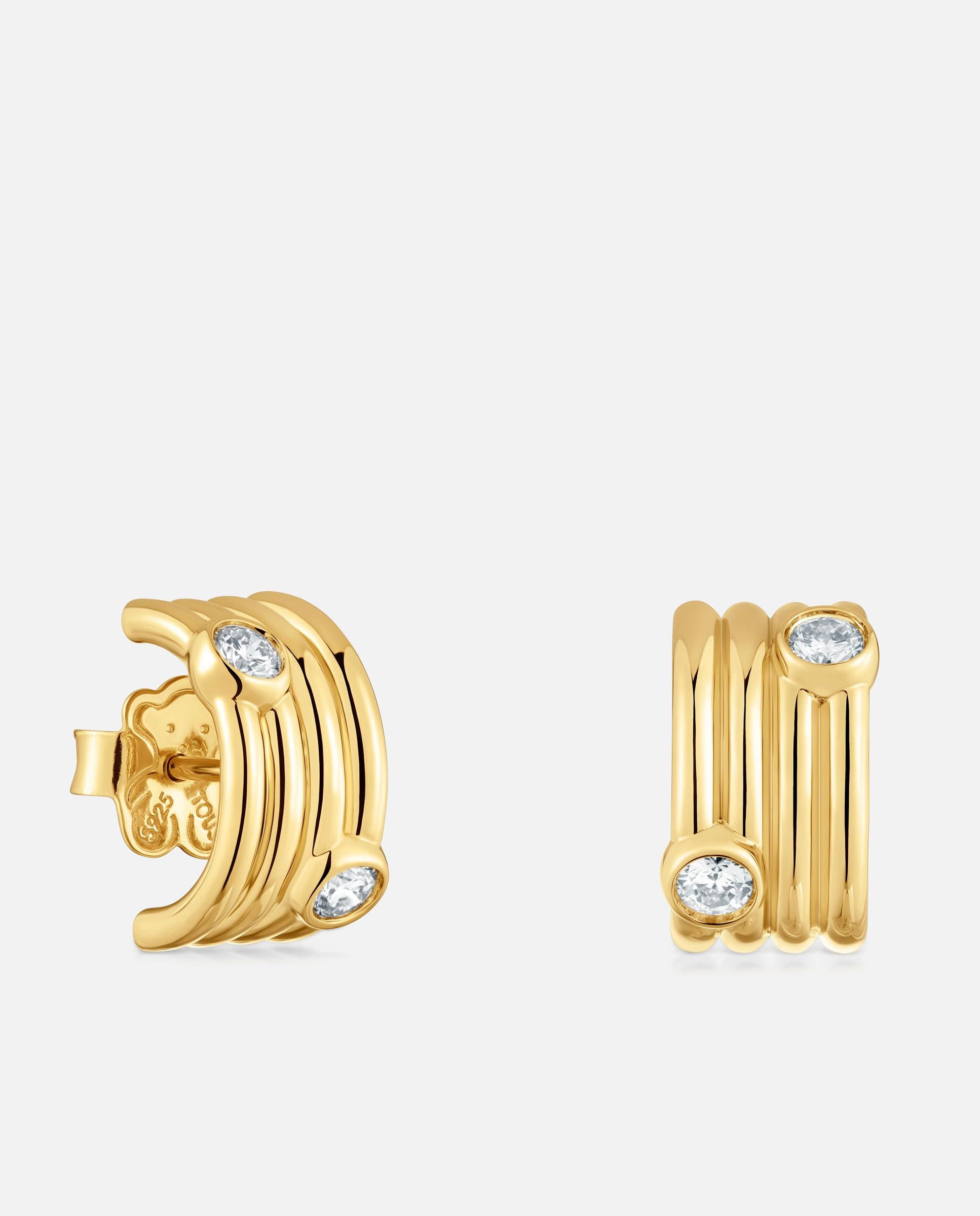 Pendientes con baño de oro 18 kt sobre plata y diamantes creados en laboratorio straight lgd - Tous - Blanco Blanco-1