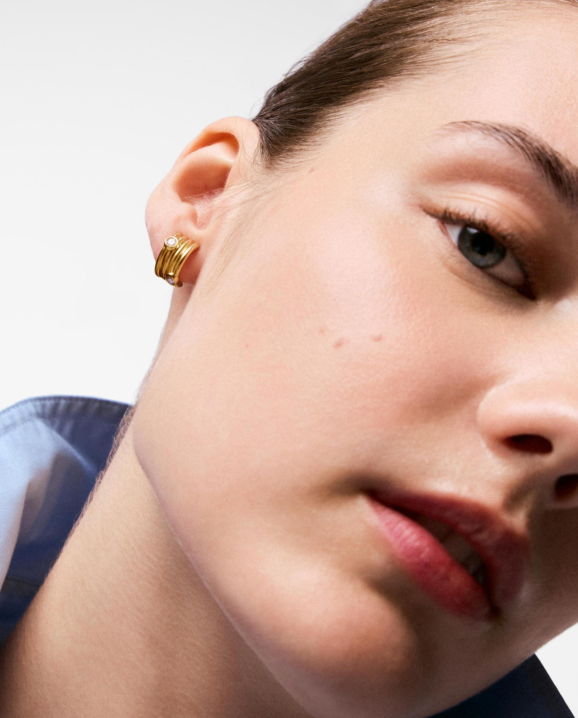 Pendientes con baño de oro 18 kt sobre plata y diamantes creados en laboratorio straight lgd - Tous - Blanco Blanco-4