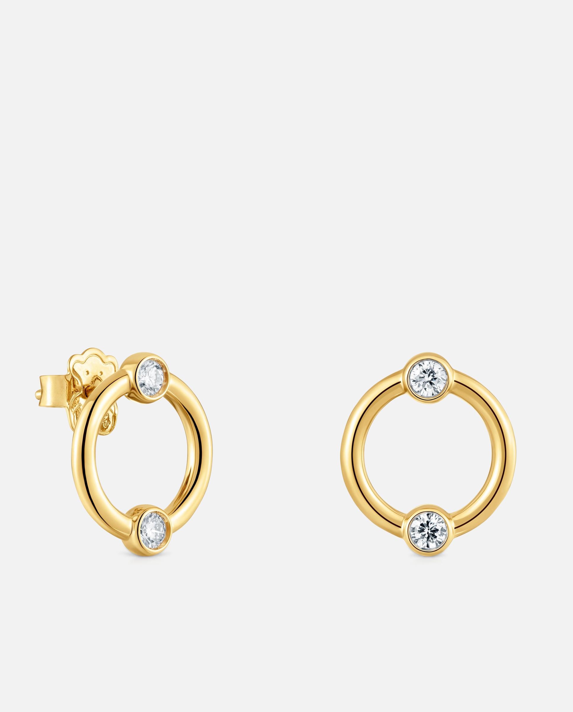Pendientes con baño de oro 18 kt sobre plata y diamantes creados en laboratorio straight lgd - Tous - Blanco Blanco-1