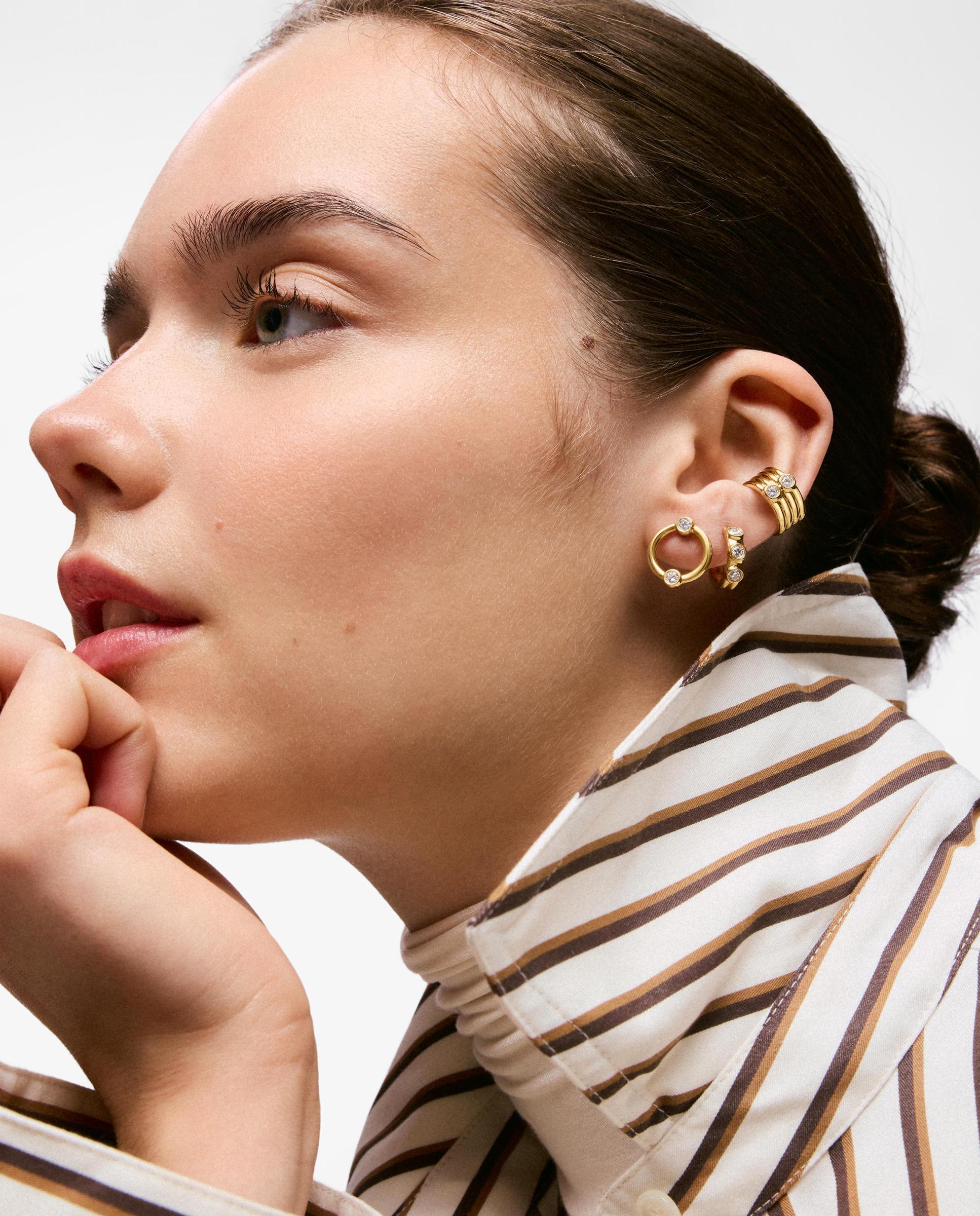 Pendientes con baño de oro 18 kt sobre plata y diamantes creados en laboratorio straight lgd - Tous - Blanco Blanco-5