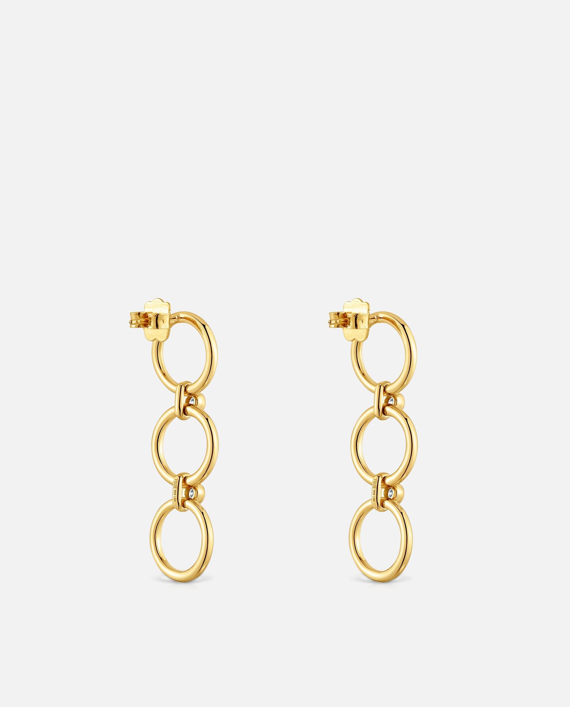 Pendientes con baño de oro 18 kt sobre plata y diamantes creados en laboratorio straight lgd - Tous - Blanco Blanco-3
