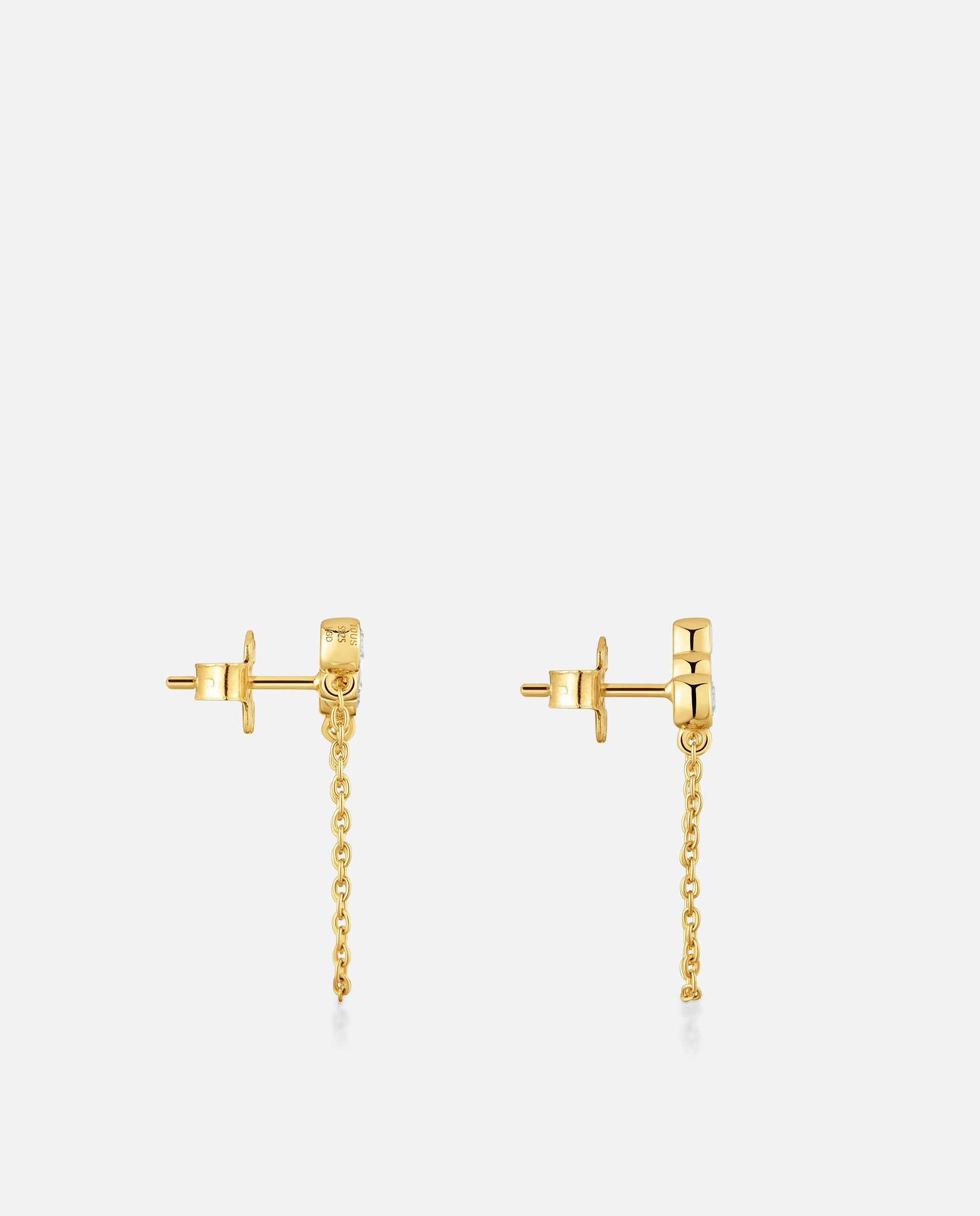 Pendientes cadena con baño de oro 18 kt sobre plata y diamantes creados en laboratorio straight lgd - Tous - Blanco Blanco-2