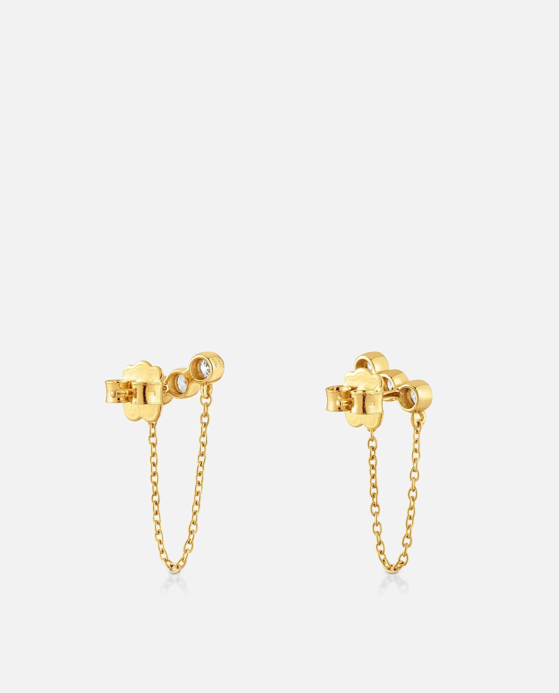 Pendientes cadena con baño de oro 18 kt sobre plata y diamantes creados en laboratorio straight lgd - Tous - Blanco Blanco-3
