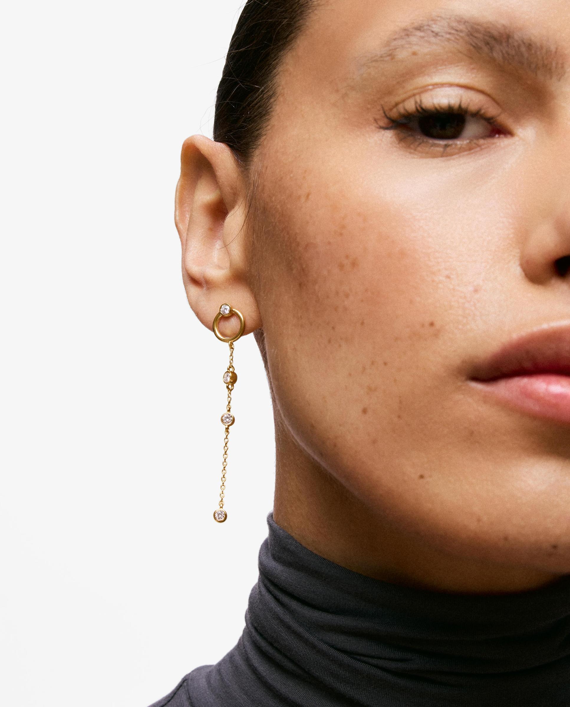 Pendientes con baño de oro 18 kt sobre plata y diamantes creados en laboratorio straight lgd - Tous - Blanco Blanco-4