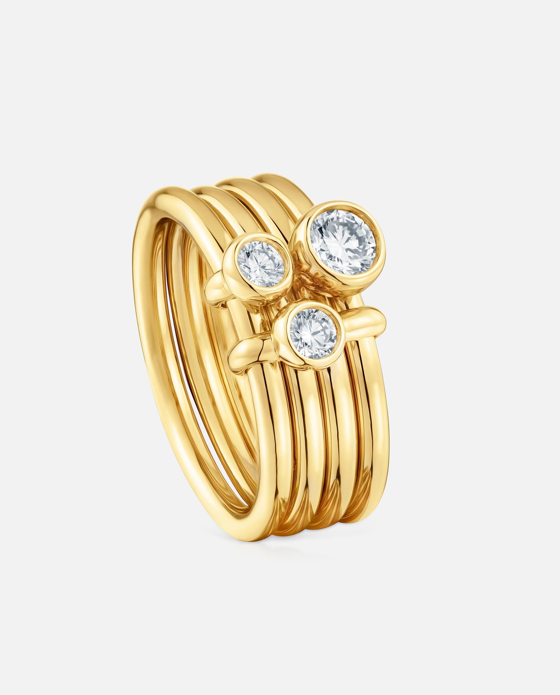 Anillo con baño de oro 18 kt sobre plata y diamantes creados en laboratorio straight lgd - Tous - Blanco Blanco-1