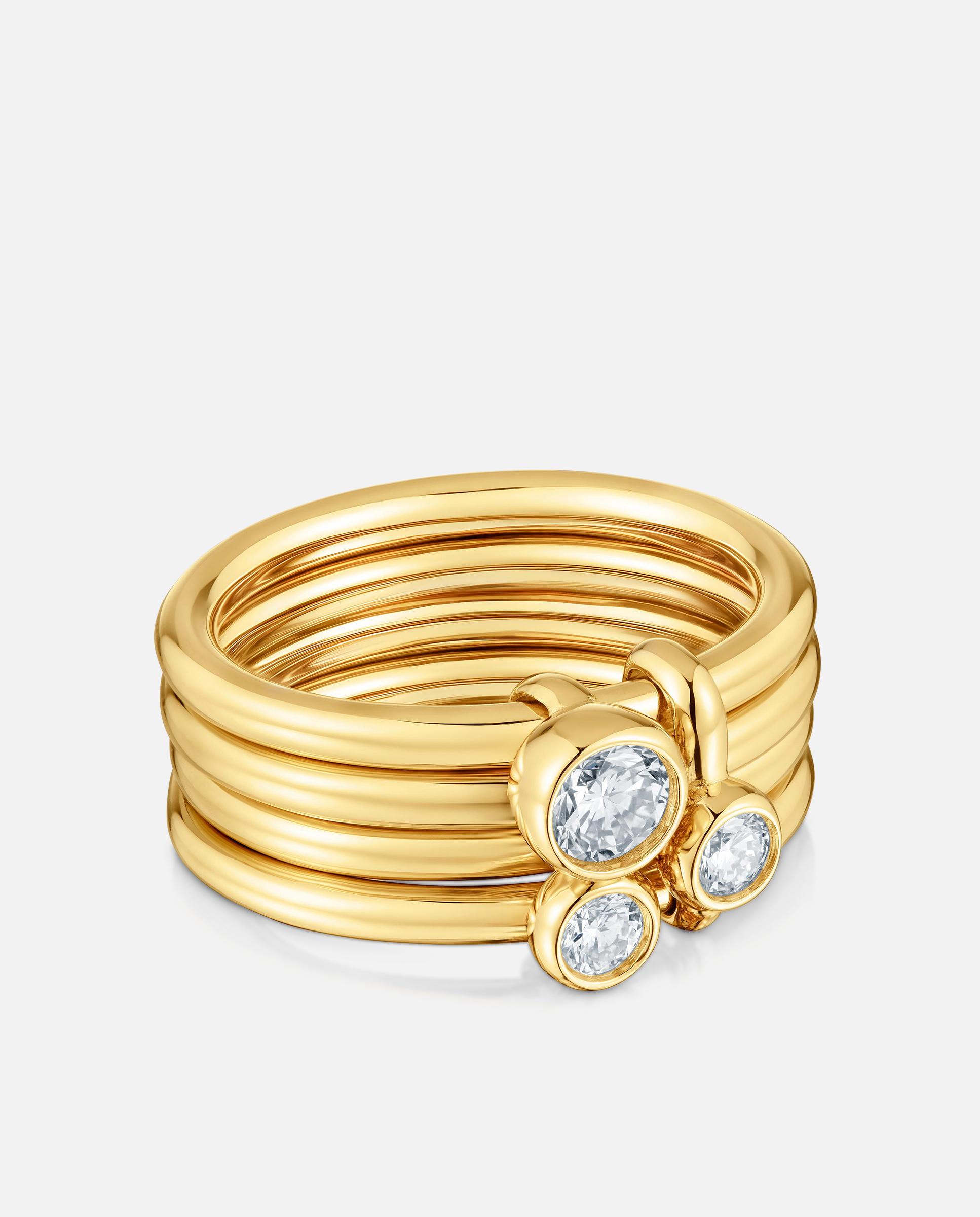 Anillo con baño de oro 18 kt sobre plata y diamantes creados en laboratorio straight lgd - Tous - Blanco Blanco-2