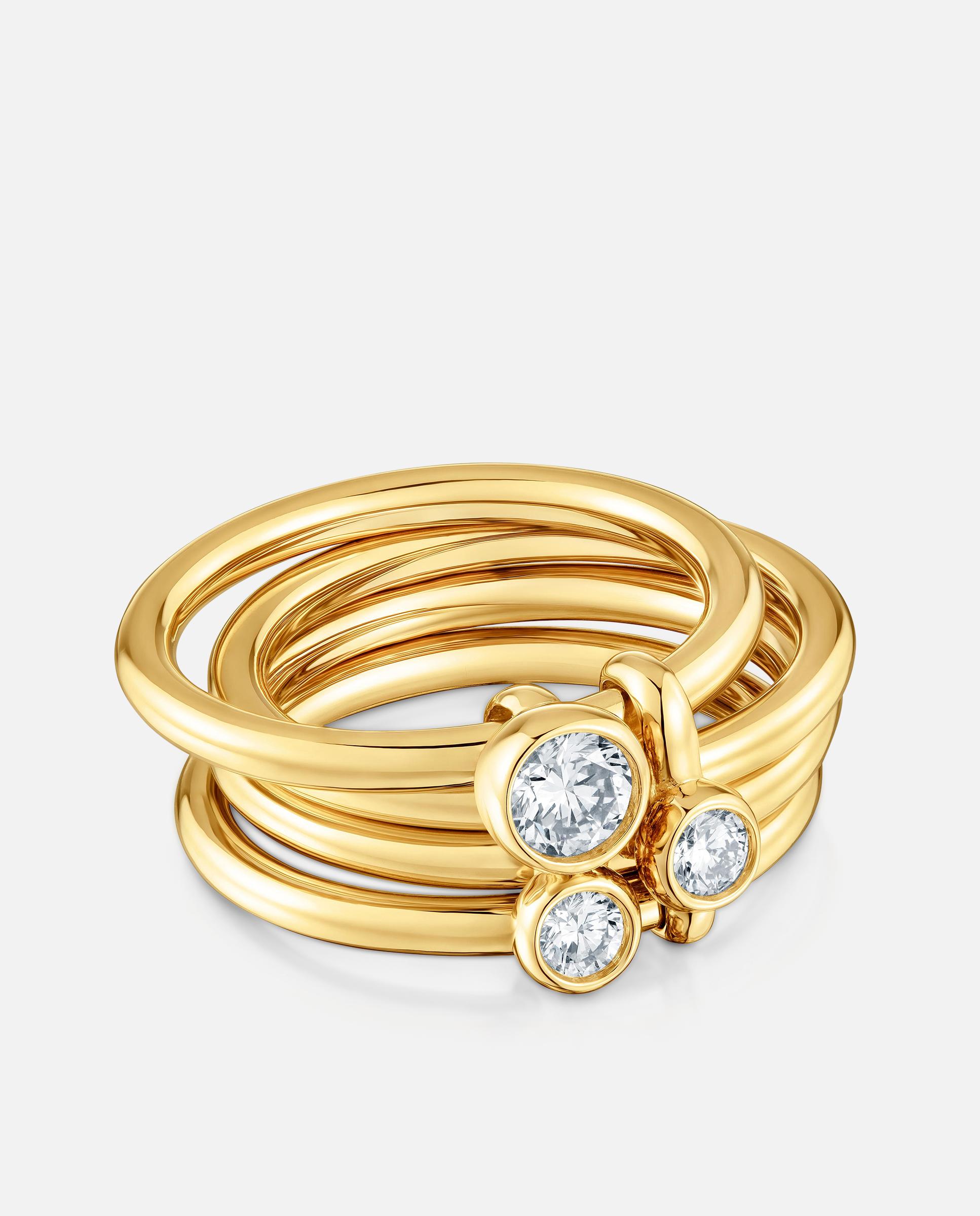 Anillo con baño de oro 18 kt sobre plata y diamantes creados en laboratorio straight lgd - Tous - Blanco Blanco-4