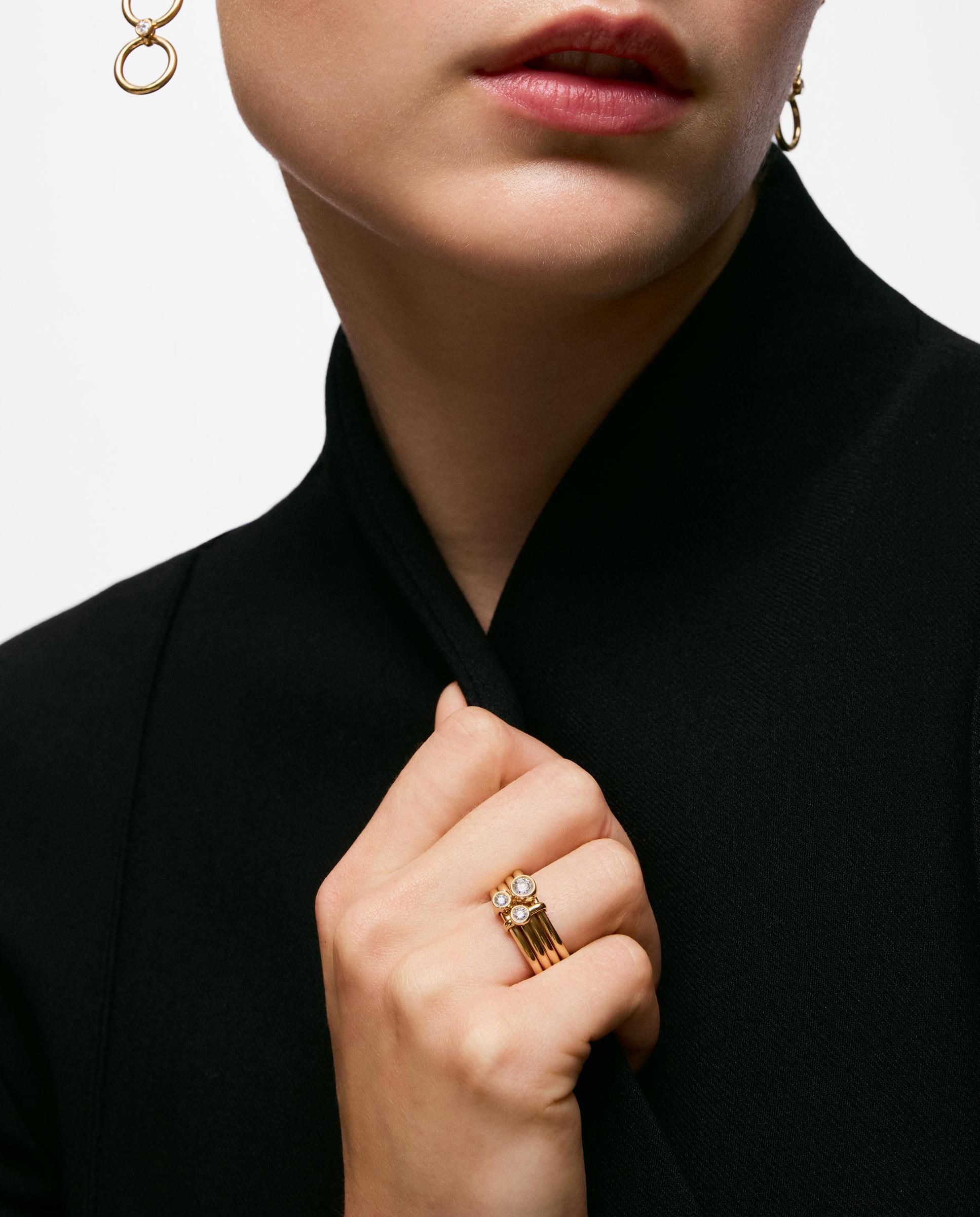 Anillo con baño de oro 18 kt sobre plata y diamantes creados en laboratorio straight lgd - Tous - Blanco Blanco-5