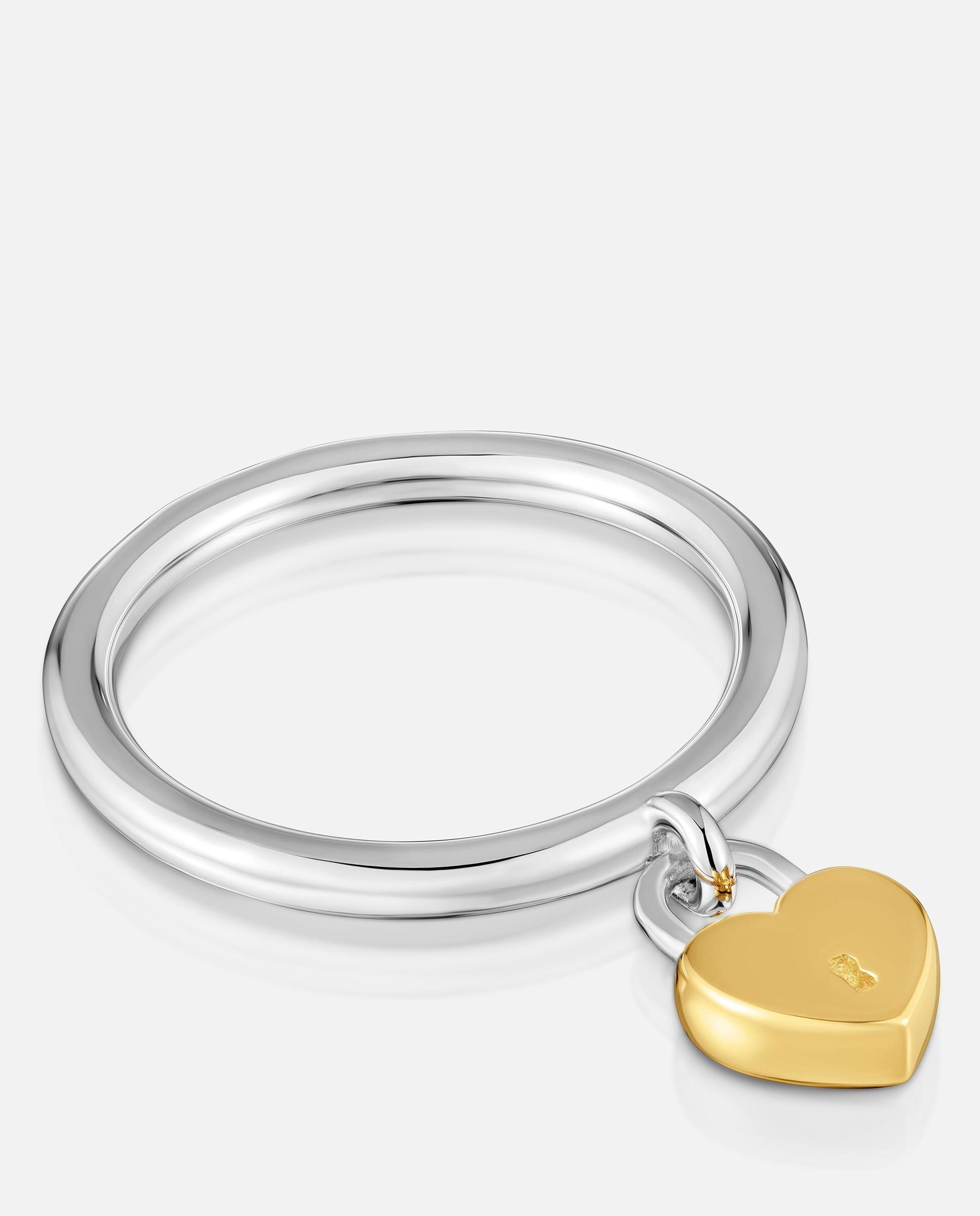 Anillo de plata y con baño de oro unlock bicolor con corazón y candado - Tous - Dorado Dorado-2