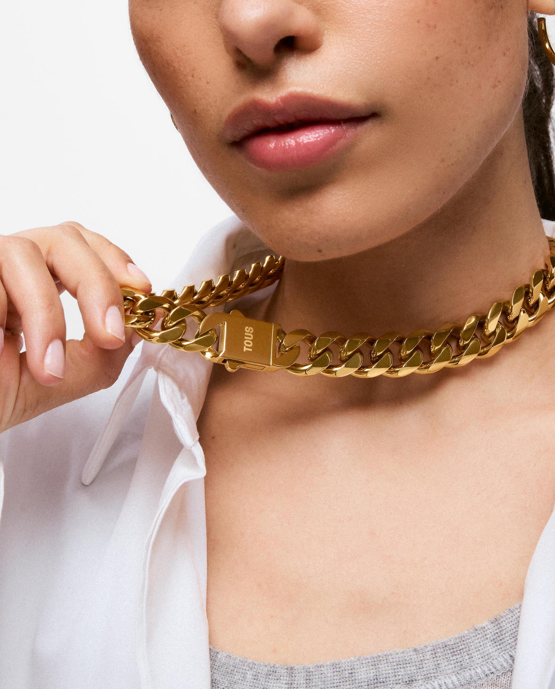 Collar cadena barbada de acero en color dorado basics - Tous - Dorado Dorado-5