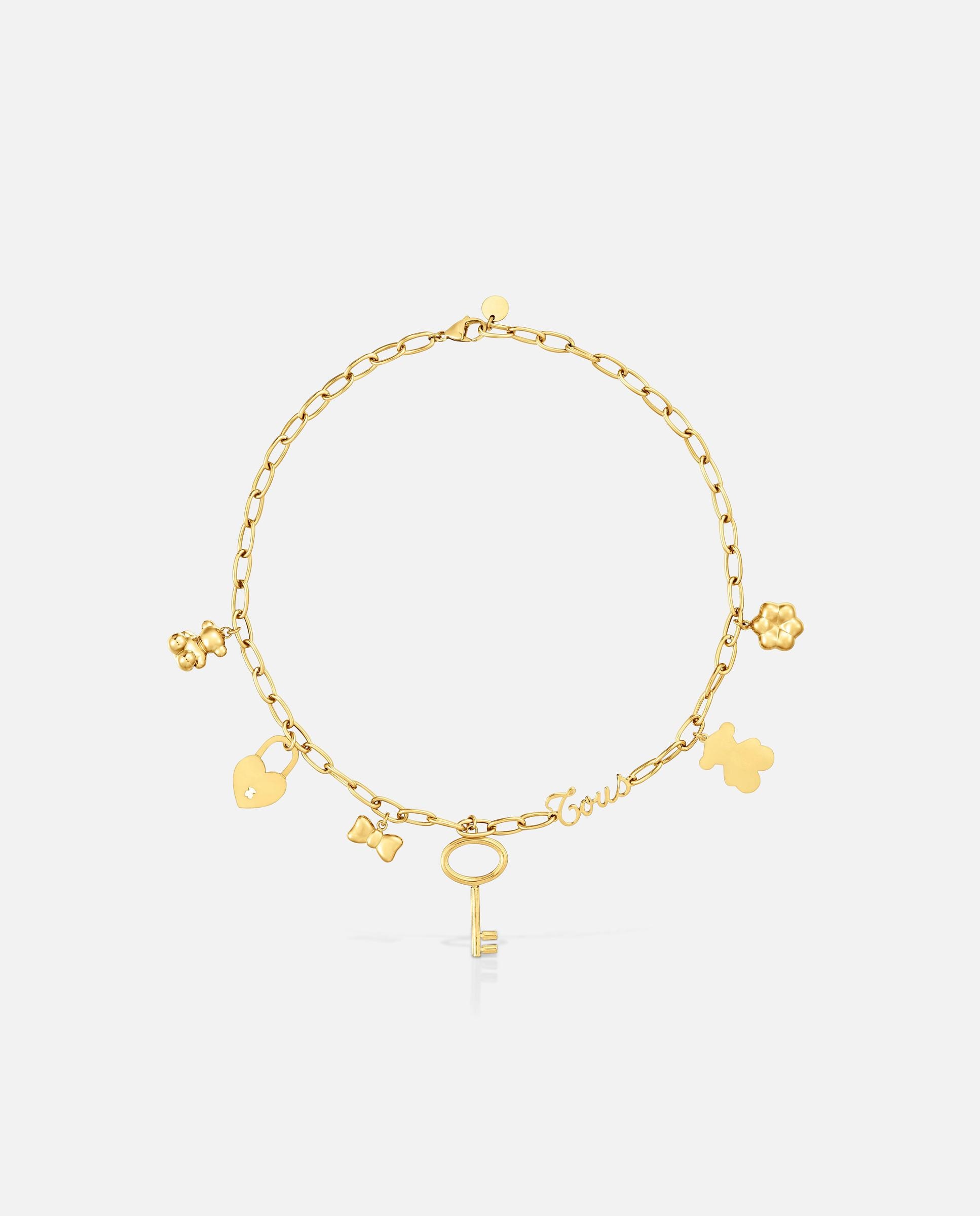 Collar de acero dorado y motivos colgantes charming Dorado Tous Dorado-1