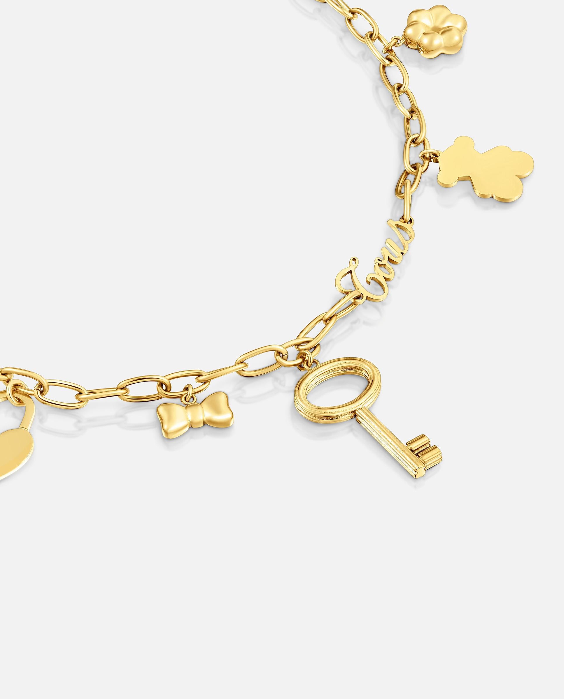 Collar de acero dorado y motivos colgantes charming Dorado Tous Dorado-2