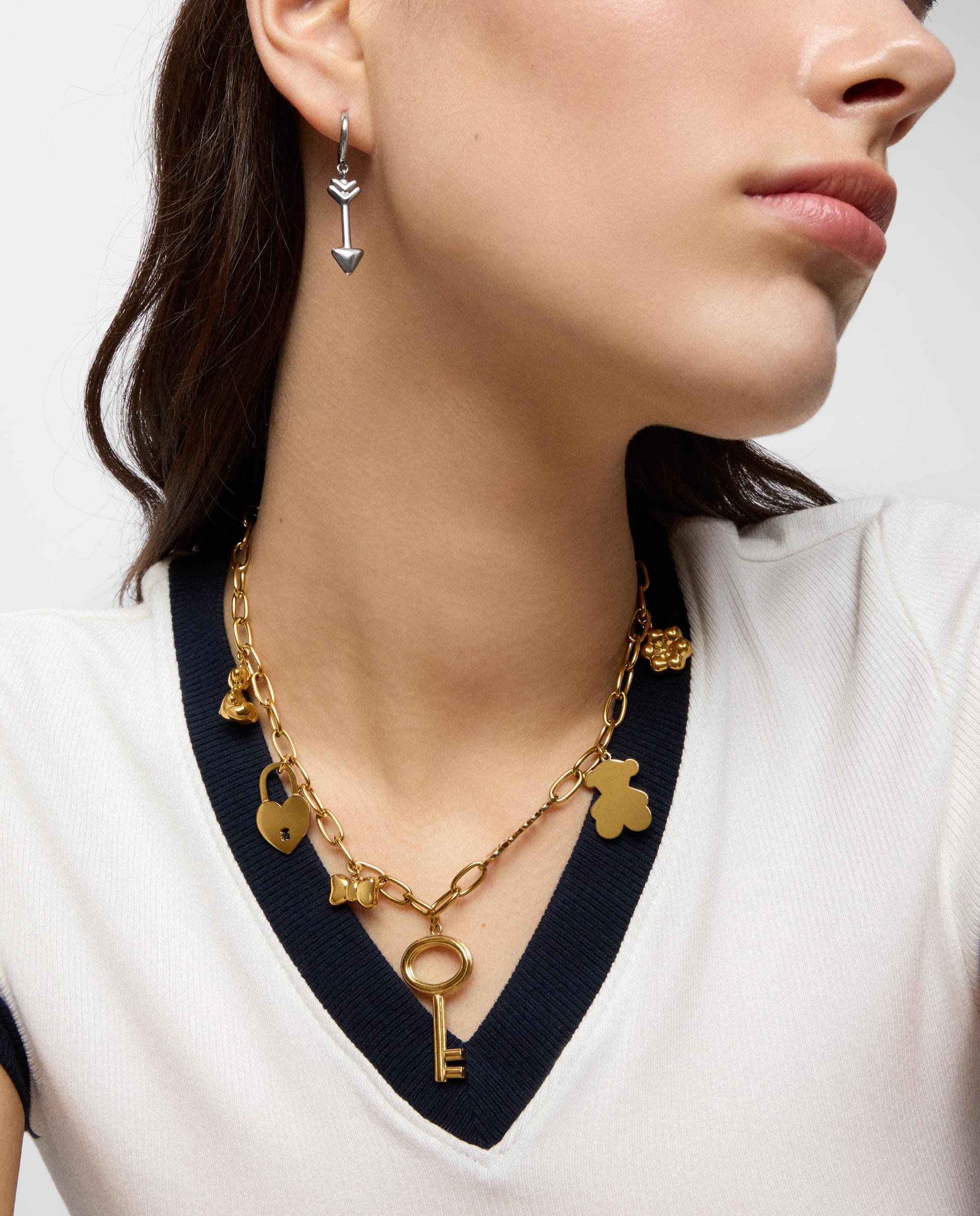 Collar de acero dorado y motivos colgantes charming Dorado Tous Dorado-5