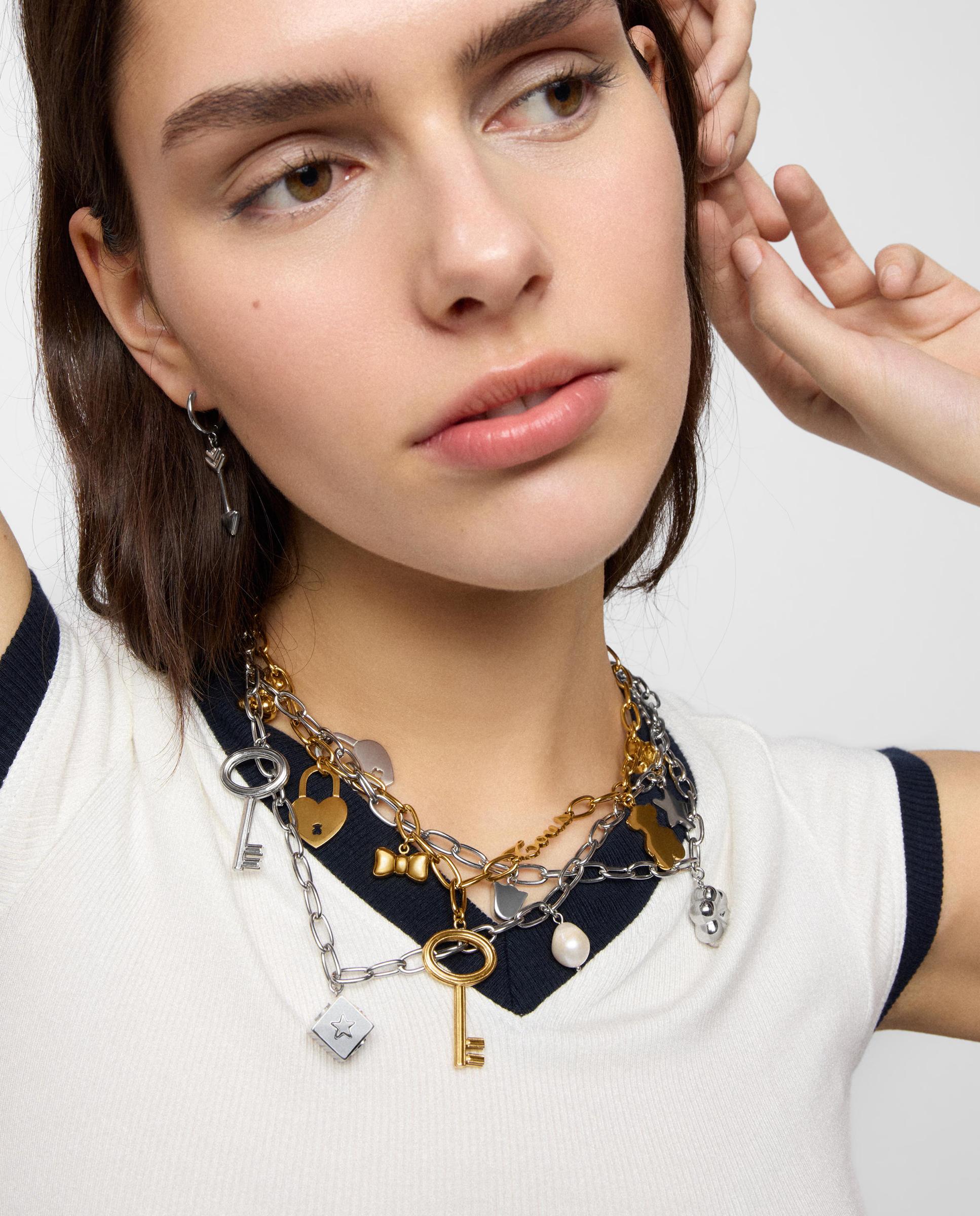 Collar de acero dorado y motivos colgantes charming Dorado Tous Dorado-6