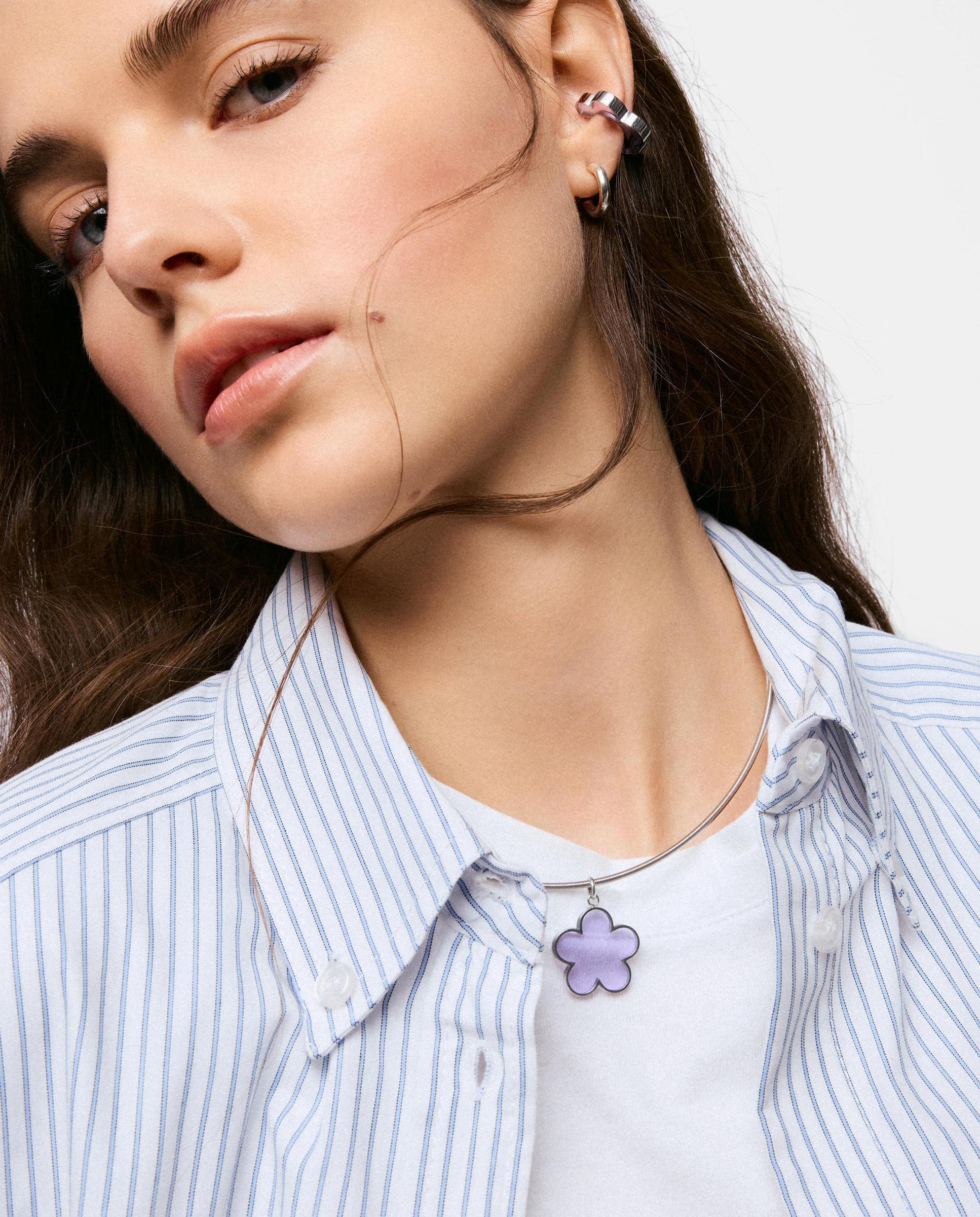 Colgante flor de acero y resina lila galaxy - Tous - Lila Lila-3