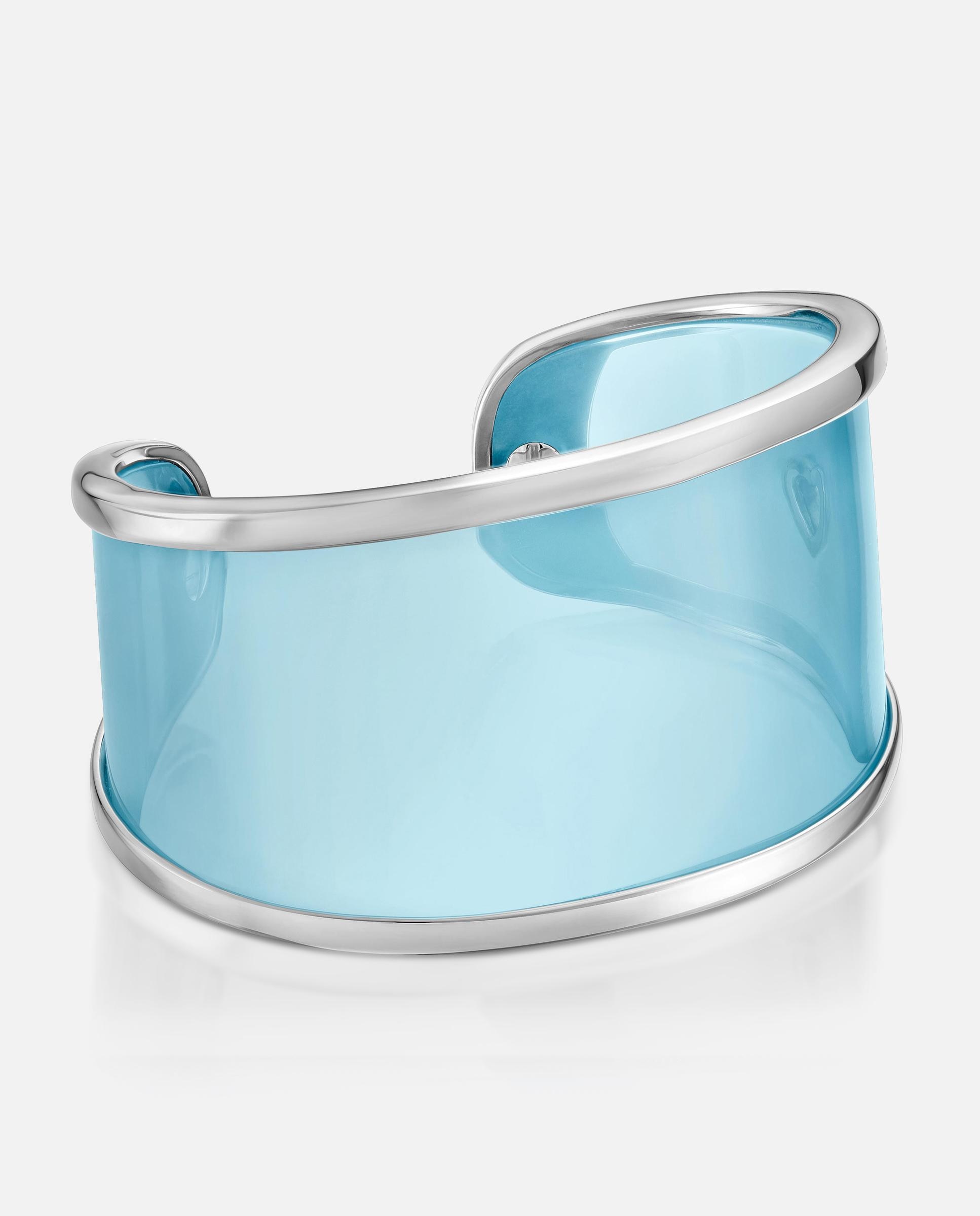 Brazalete de acero  y resina azul galaxy