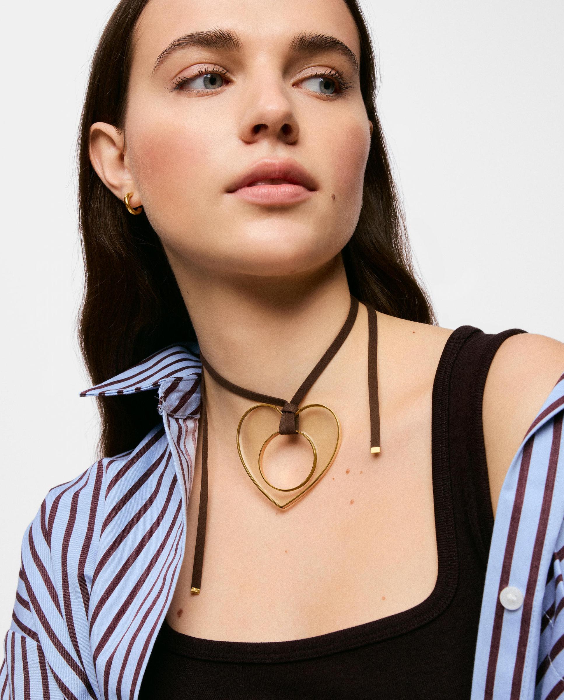 Collar corazón de acero dorado, resina blanca y cordón negro galaxy - Tous - Bicolor Bicolor-4