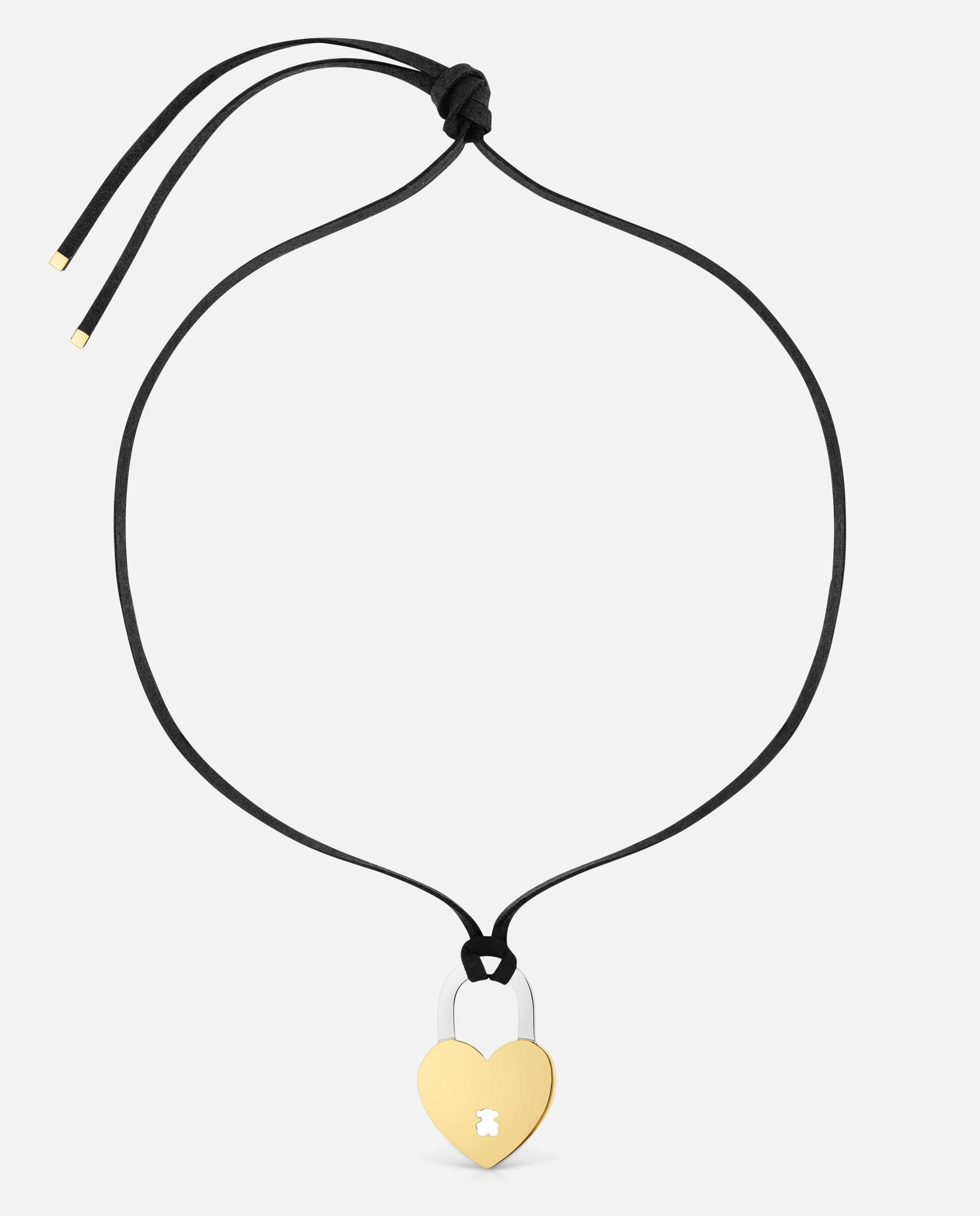 Collar corazón de acero y cordón negro charming - Tous - Bicolor Bicolor-2