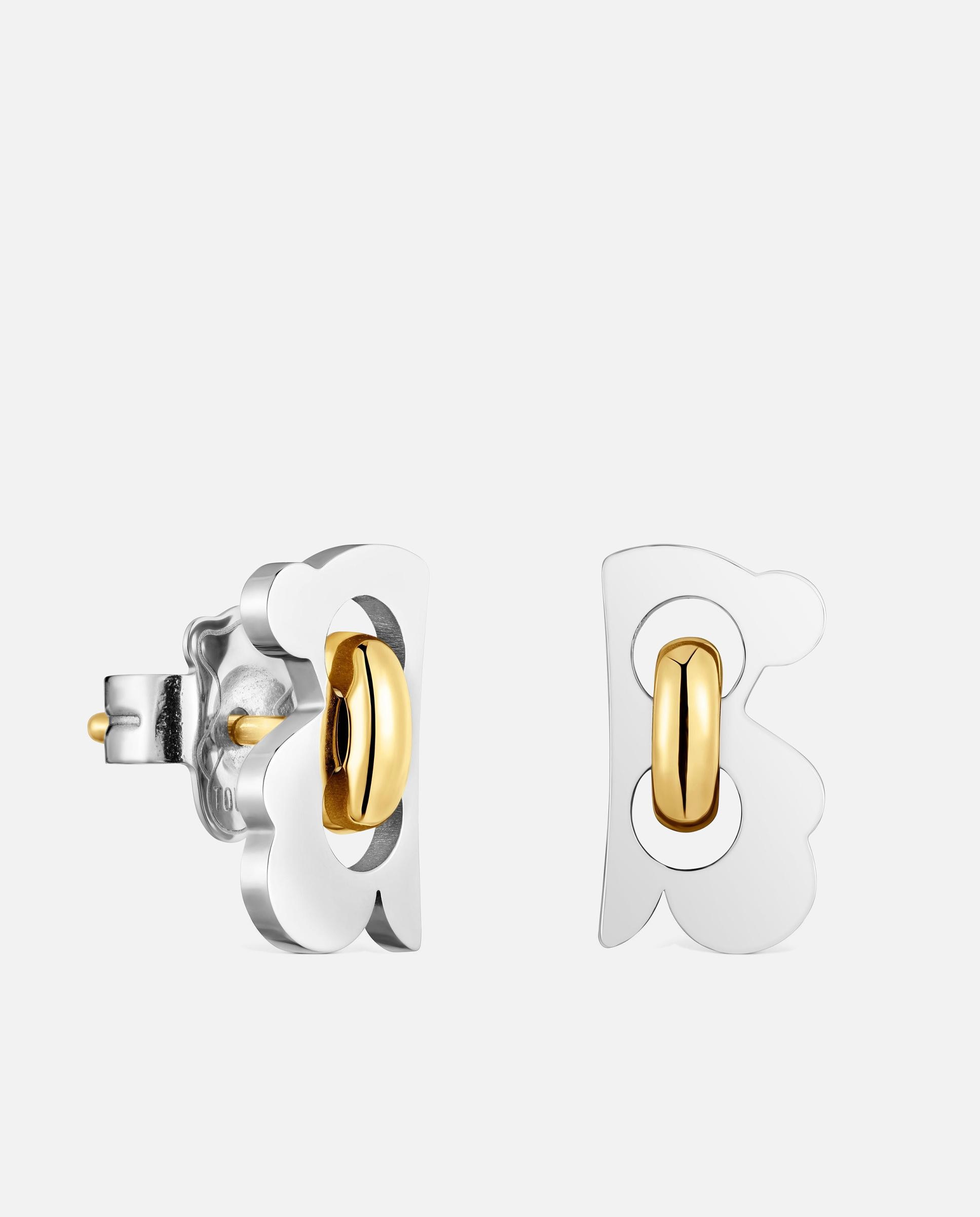 Pendientes oso de acero 12 mm tous half bear - Bicolor Bicolor-1