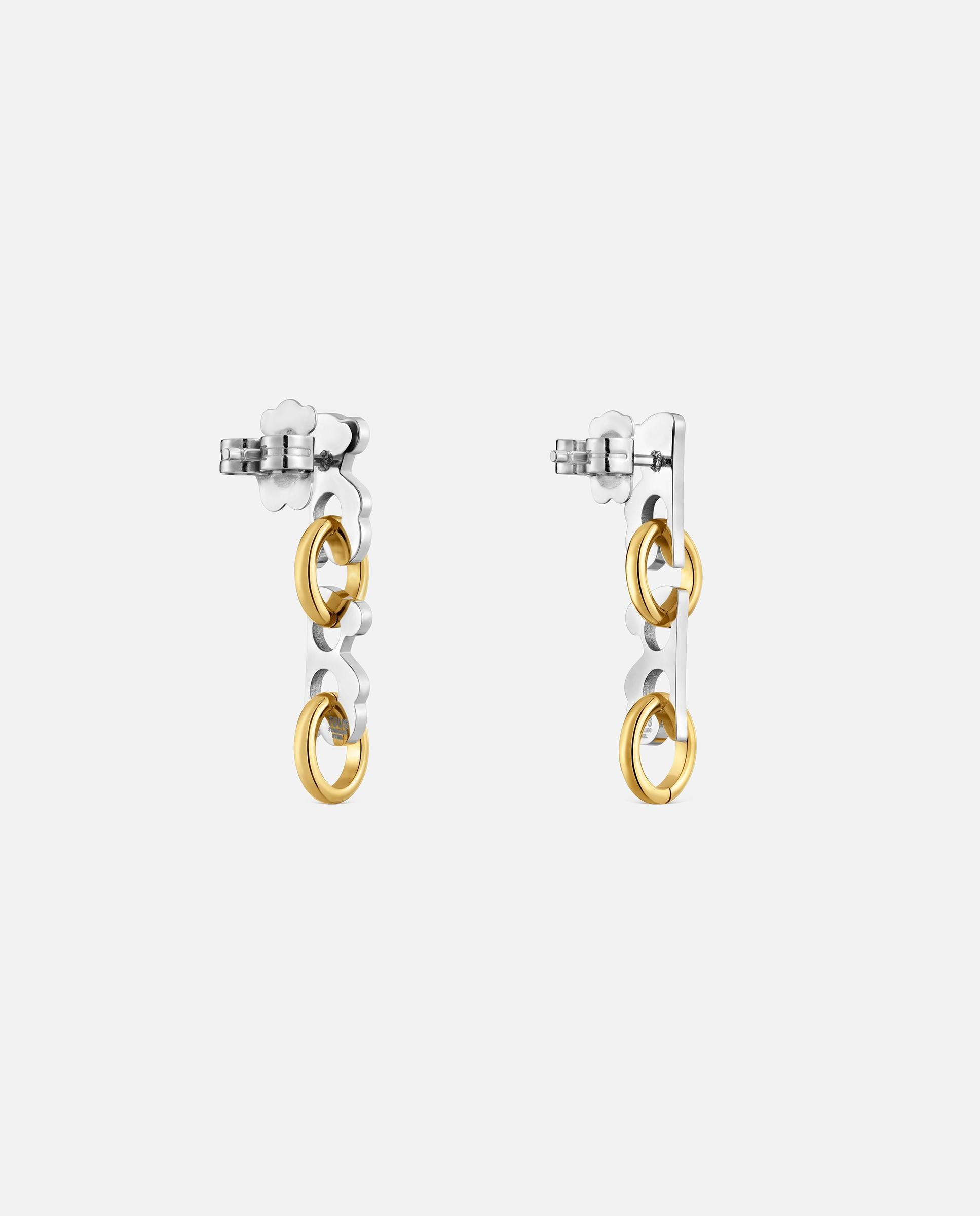 Pendientes cortos oso de acero 30 mm tous half bear - Bicolor Bicolor-3