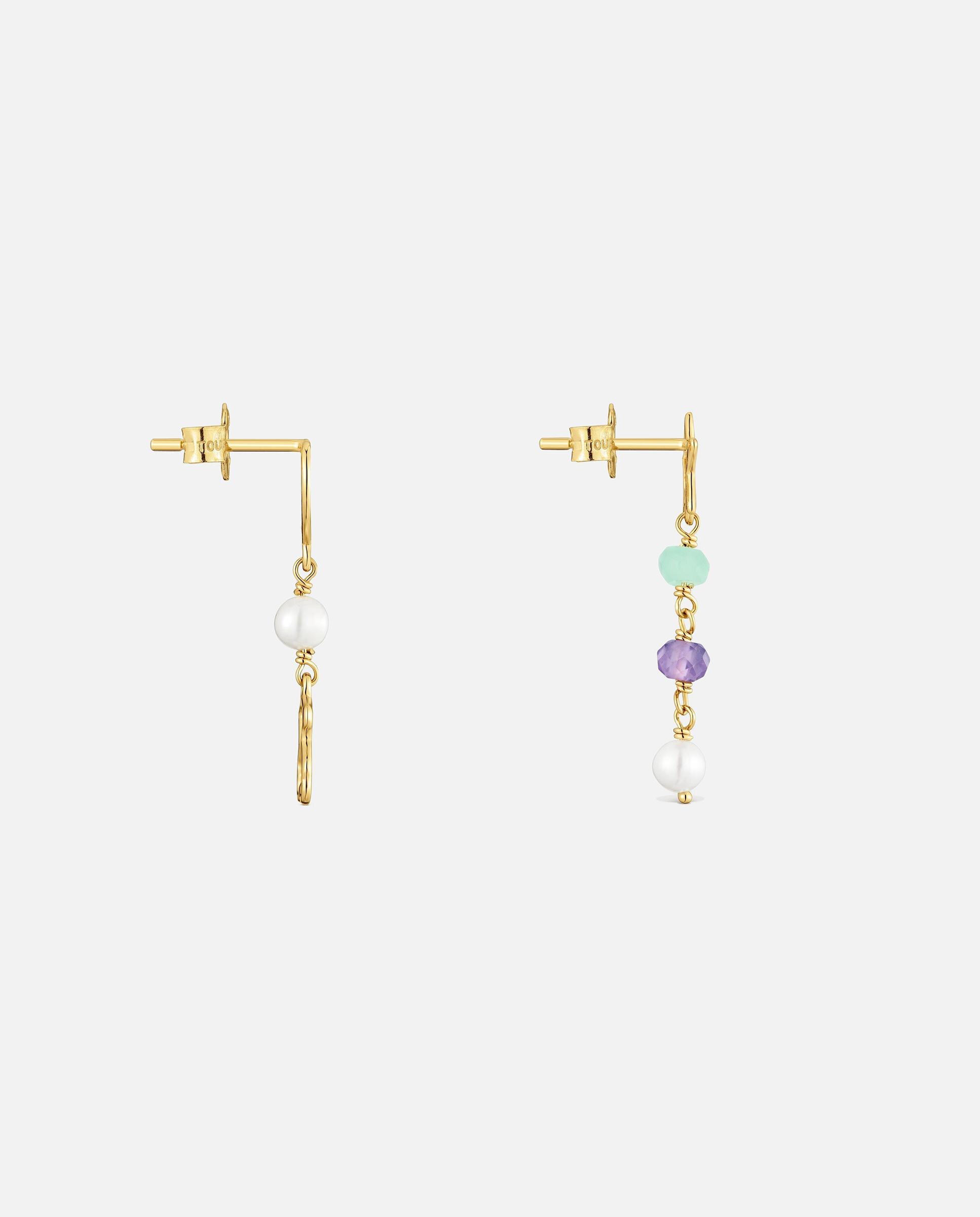 Imagen 2 de Pendientes largos de oro 9 kt y gemas 30 mm silueta - Tous - Multicolor Multicolor
